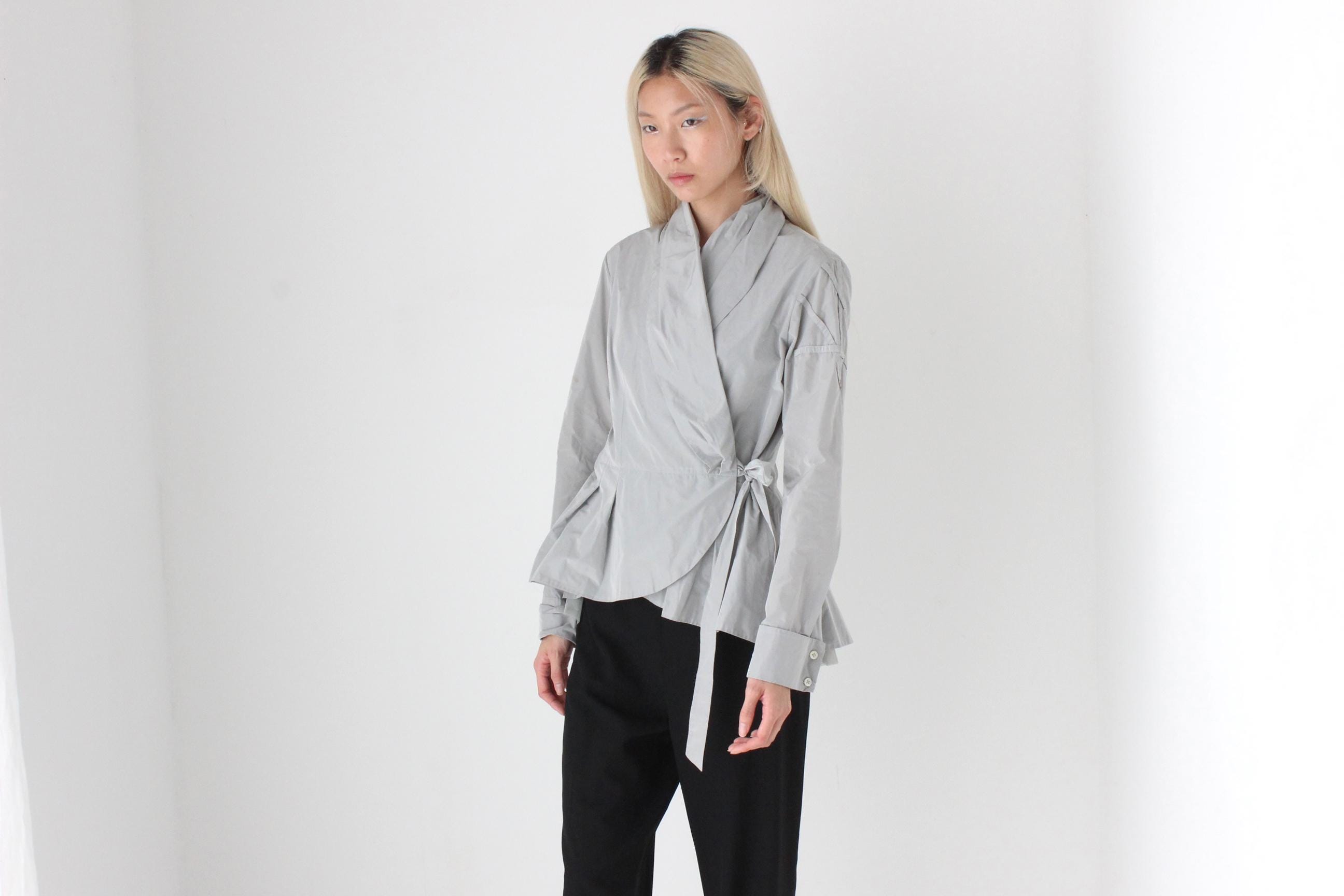 FUTURISM 2000s High Collar Taffeta Wrap Top or Jacket by PAUW Amsterdam