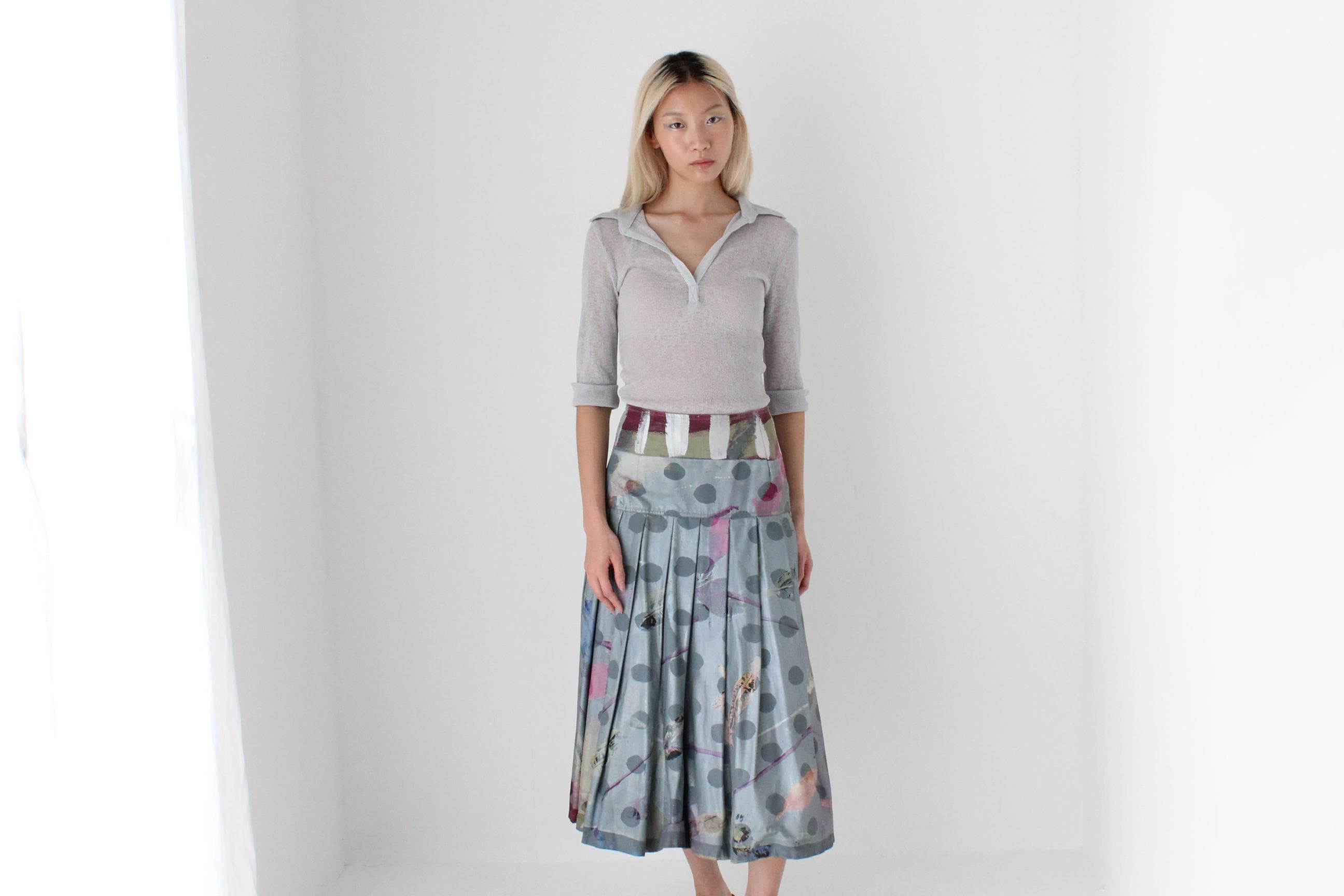 FUTURISM 80s Hand Painted Abstract Skirt