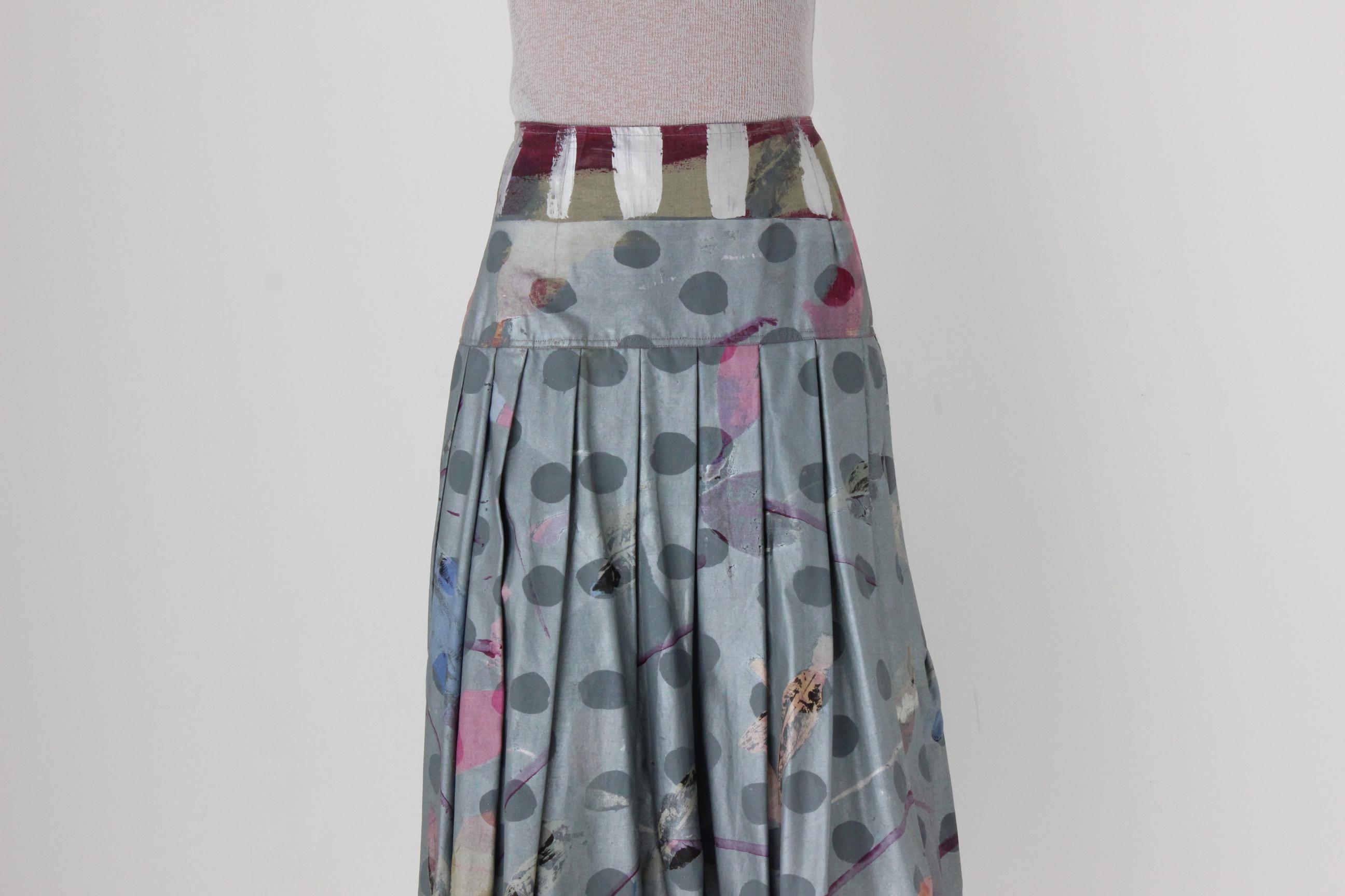 FUTURISM 80s Hand Painted Abstract Skirt