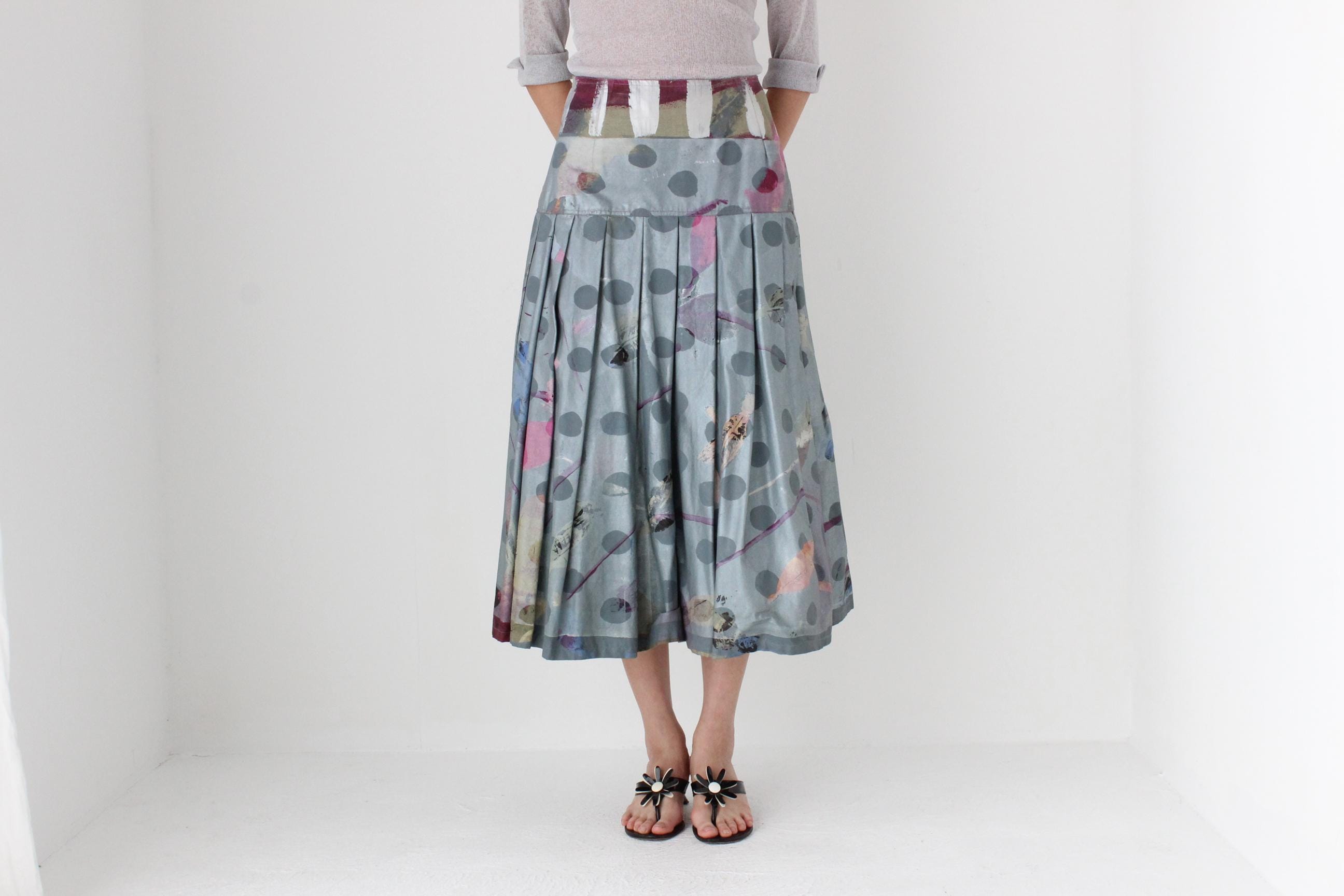 FUTURISM 80s Hand Painted Abstract Skirt