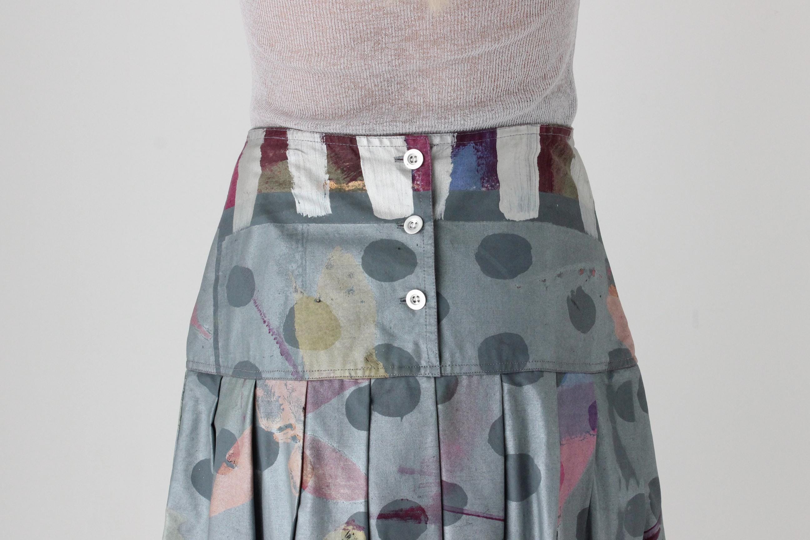 FUTURISM 80s Hand Painted Abstract Skirt