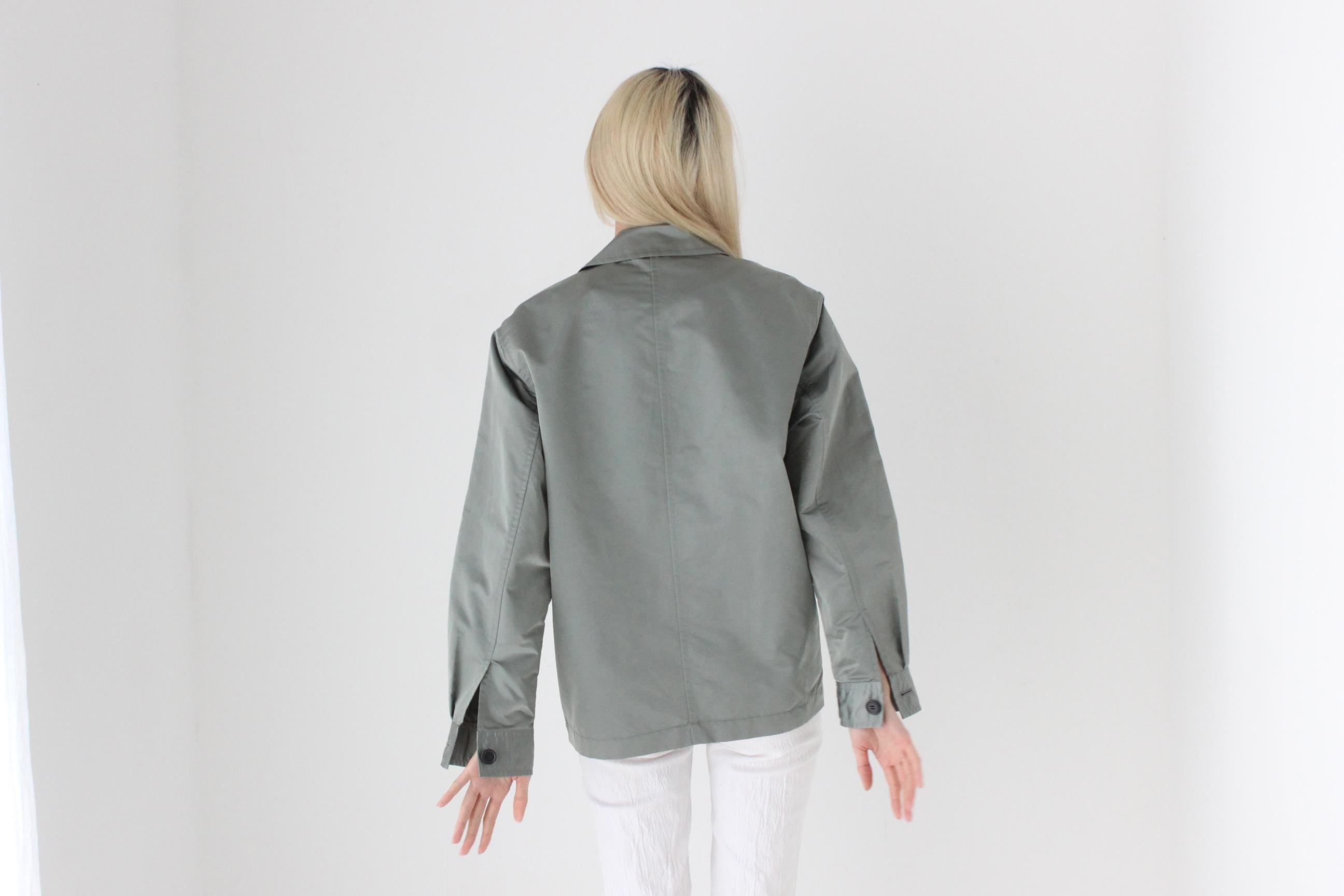 FUTURISM Y2K Italian Vintage 'UFFIZI' Metallic Boxy Windbreaker Jacket