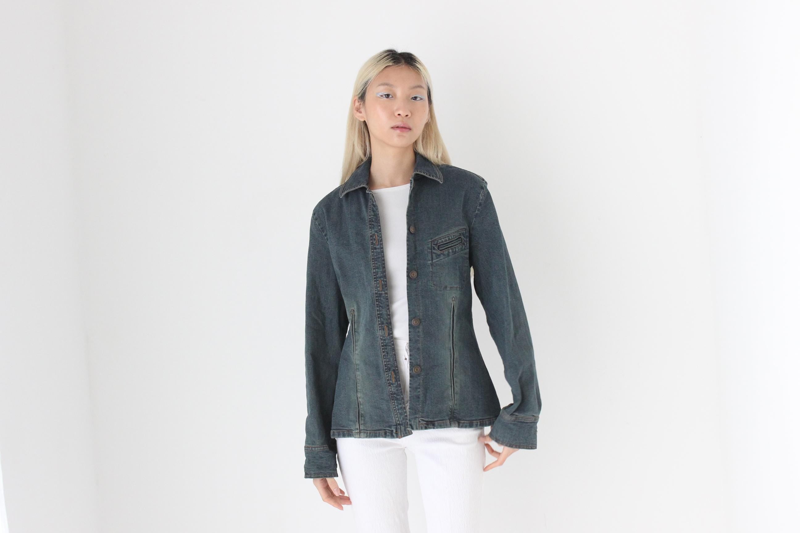 FUTURISM Y2K Dark Industrial Denim Jacket or Shirt