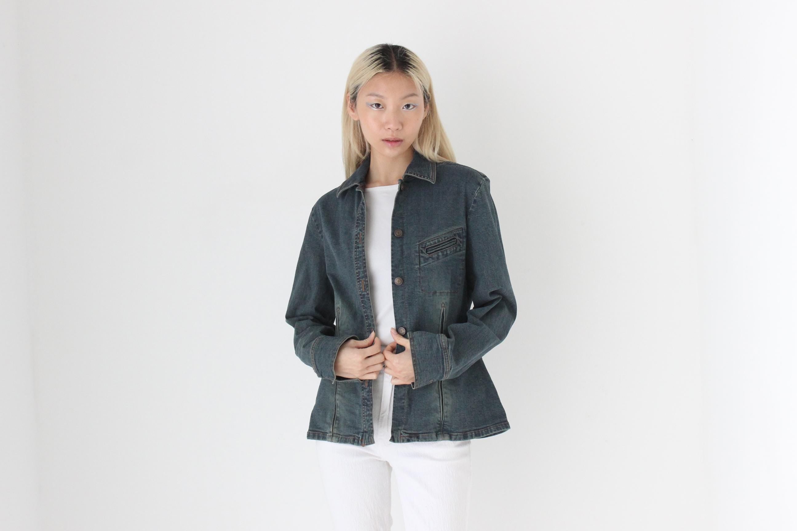 FUTURISM Y2K Dark Industrial Denim Jacket or Shirt