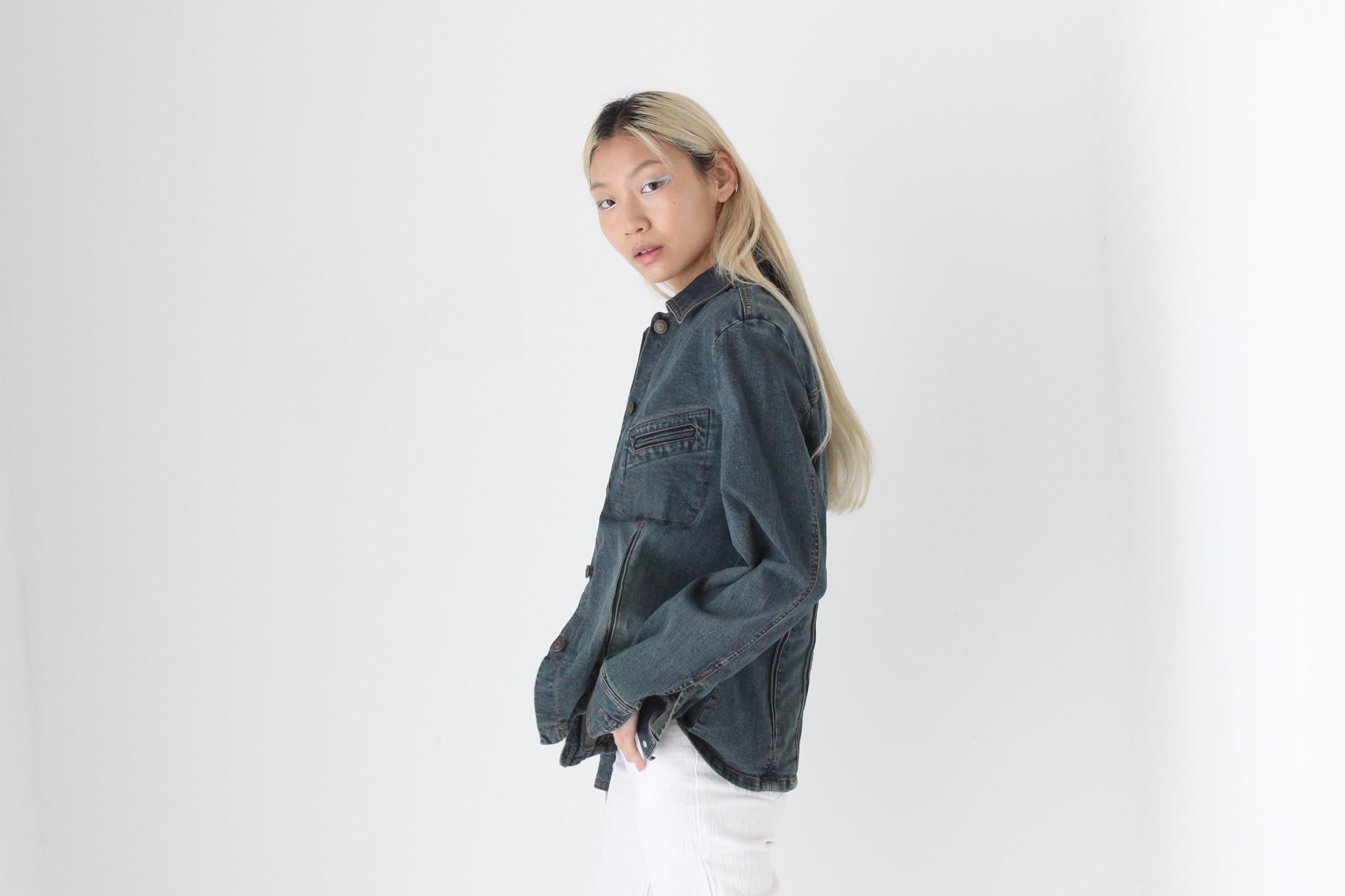 FUTURISM Y2K Dark Industrial Denim Jacket or Shirt