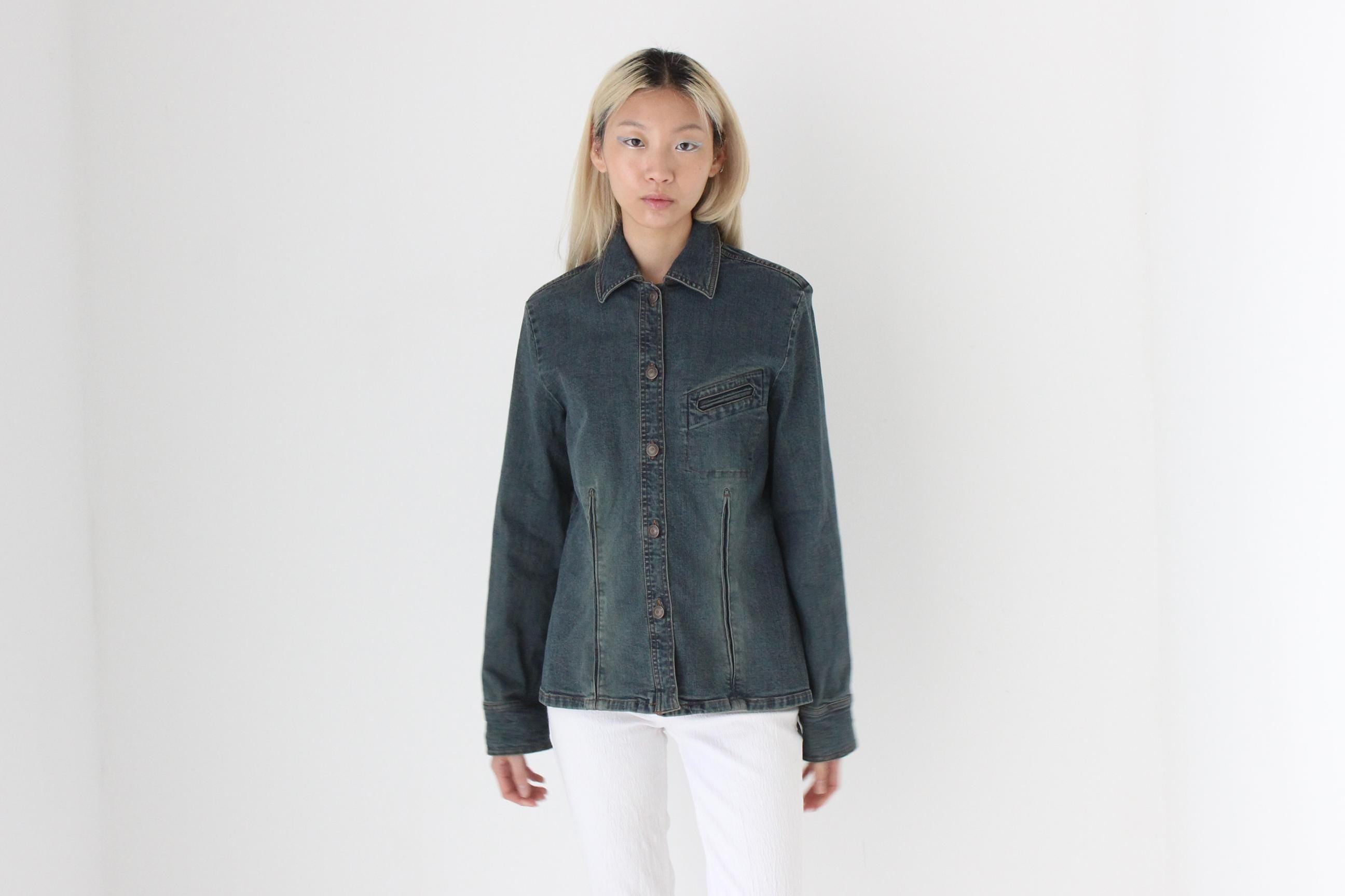 FUTURISM Y2K Dark Industrial Denim Jacket or Shirt