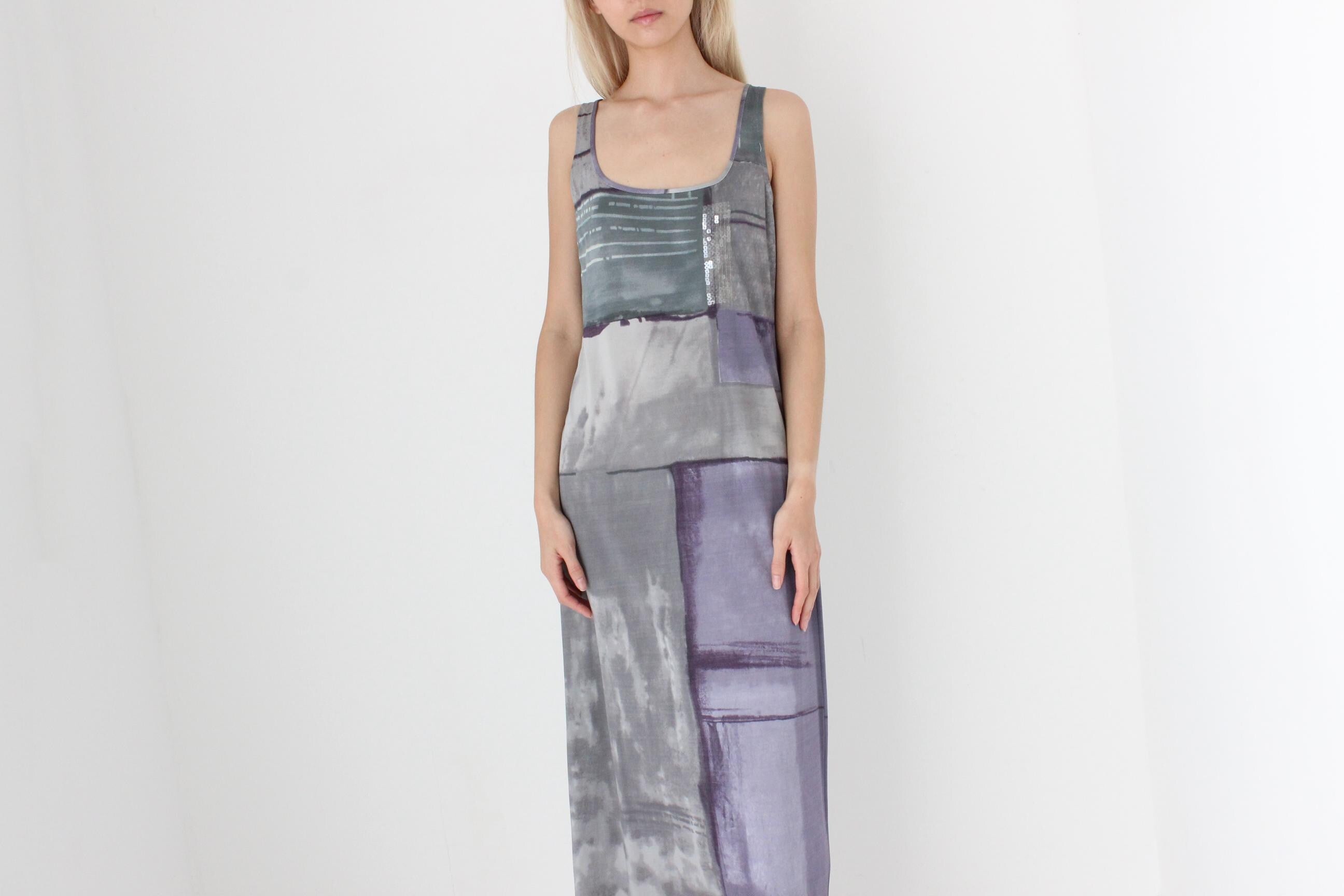 FUTURISM Y2K Gianfranco Ferre Abstract Maxi Dress