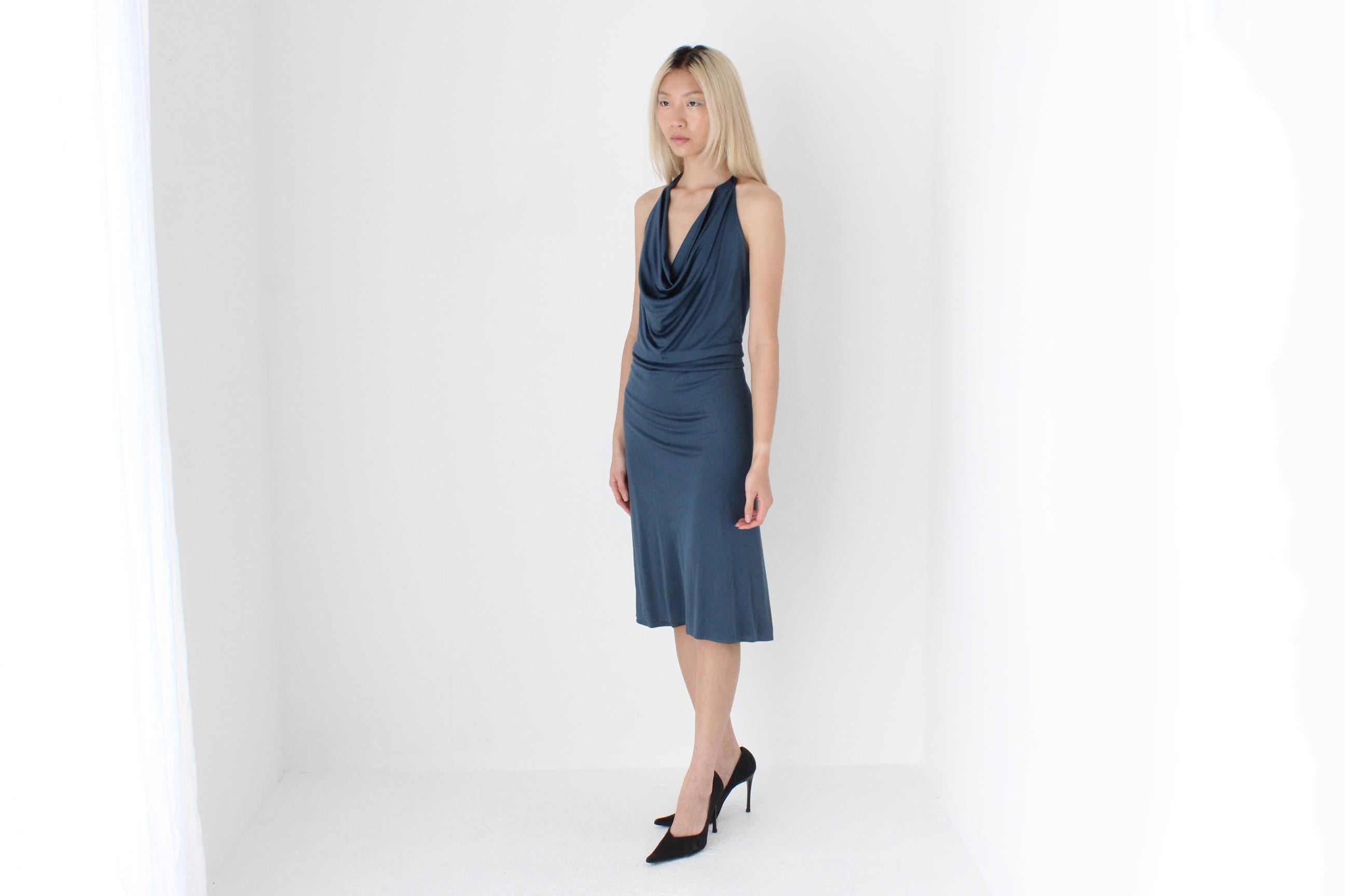 FUTURISM Y2K Slinky Jersey Halter Dress