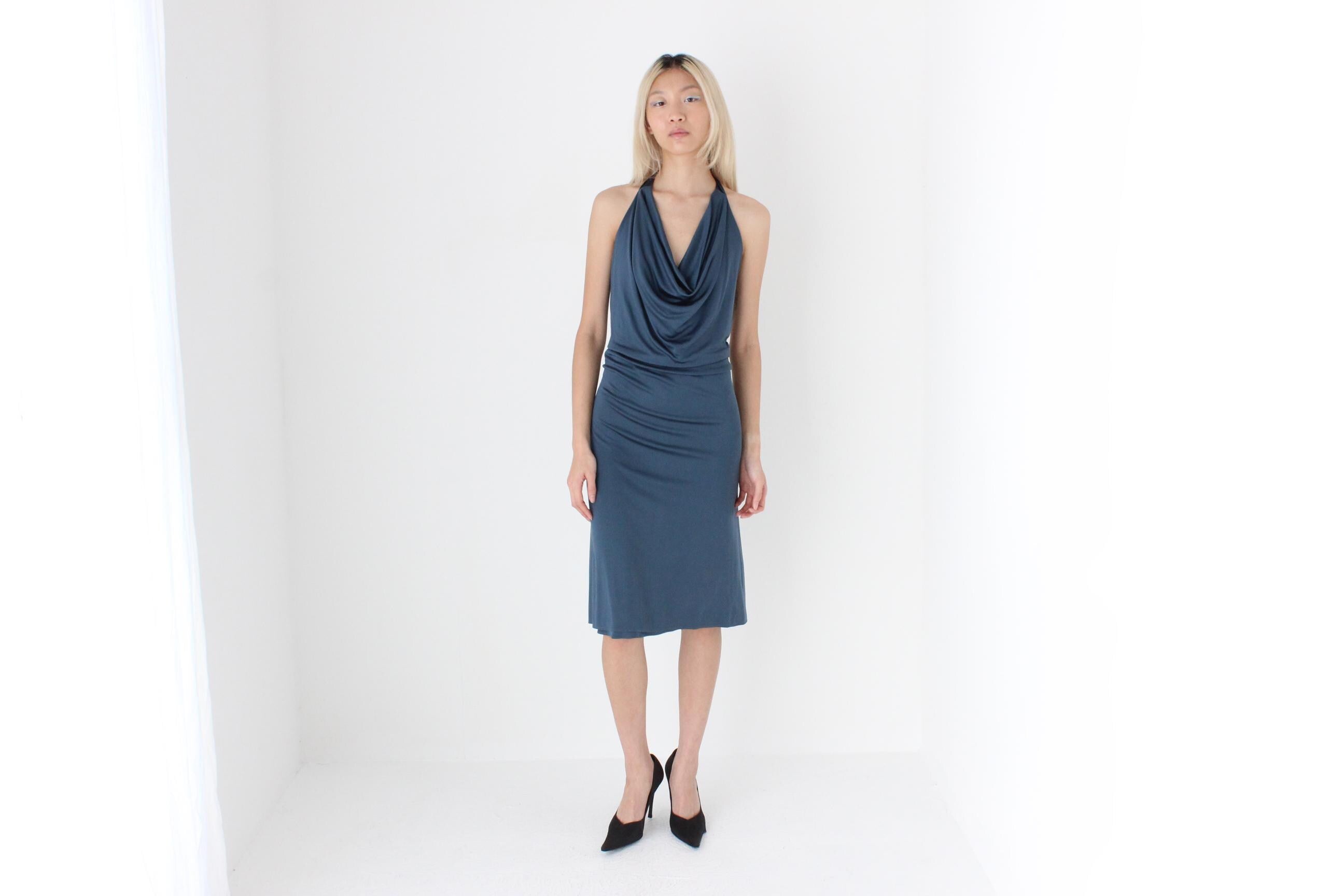FUTURISM Y2K Slinky Jersey Halter Dress