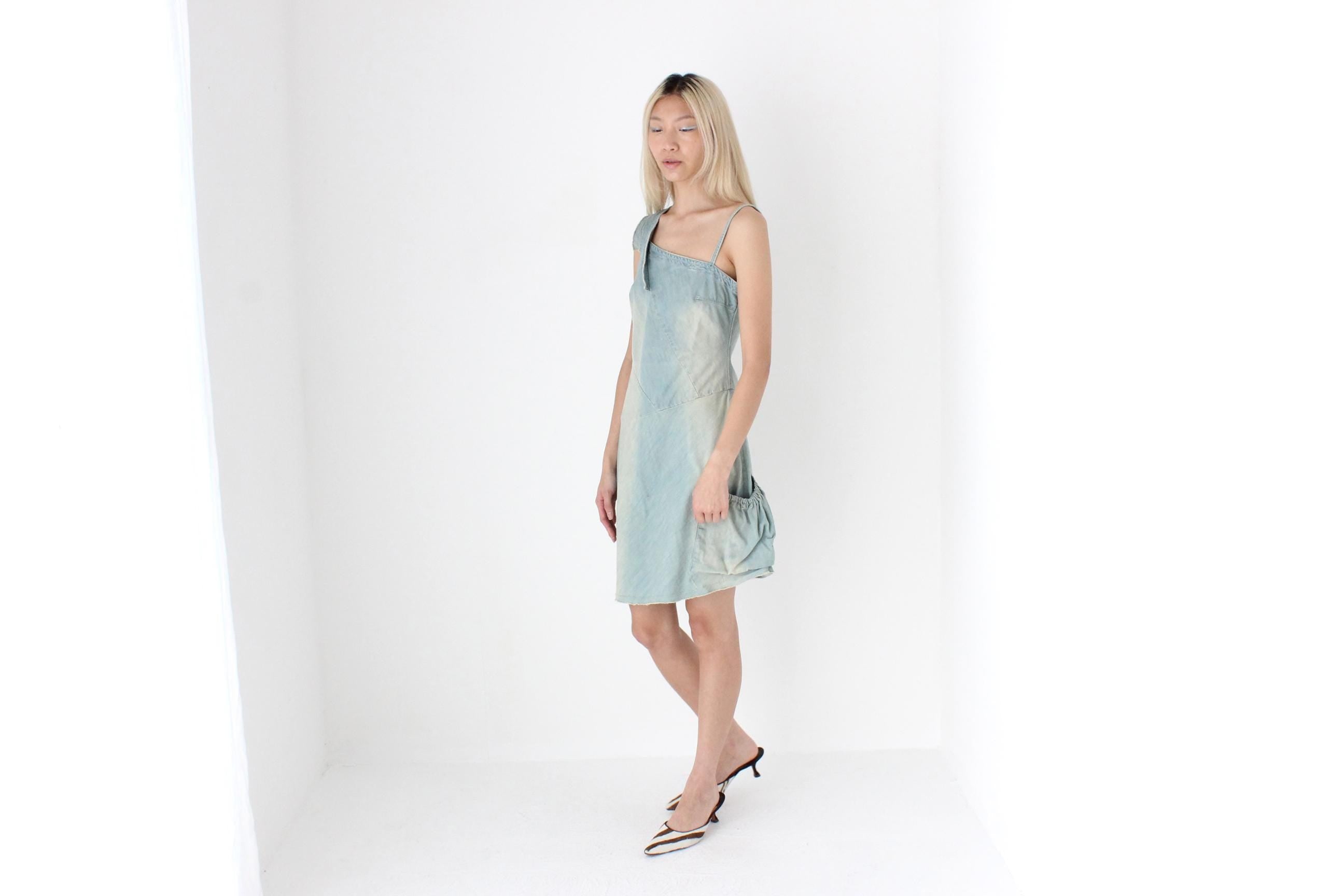 FUTURISM Y2K European Asymmetric Denim Dress