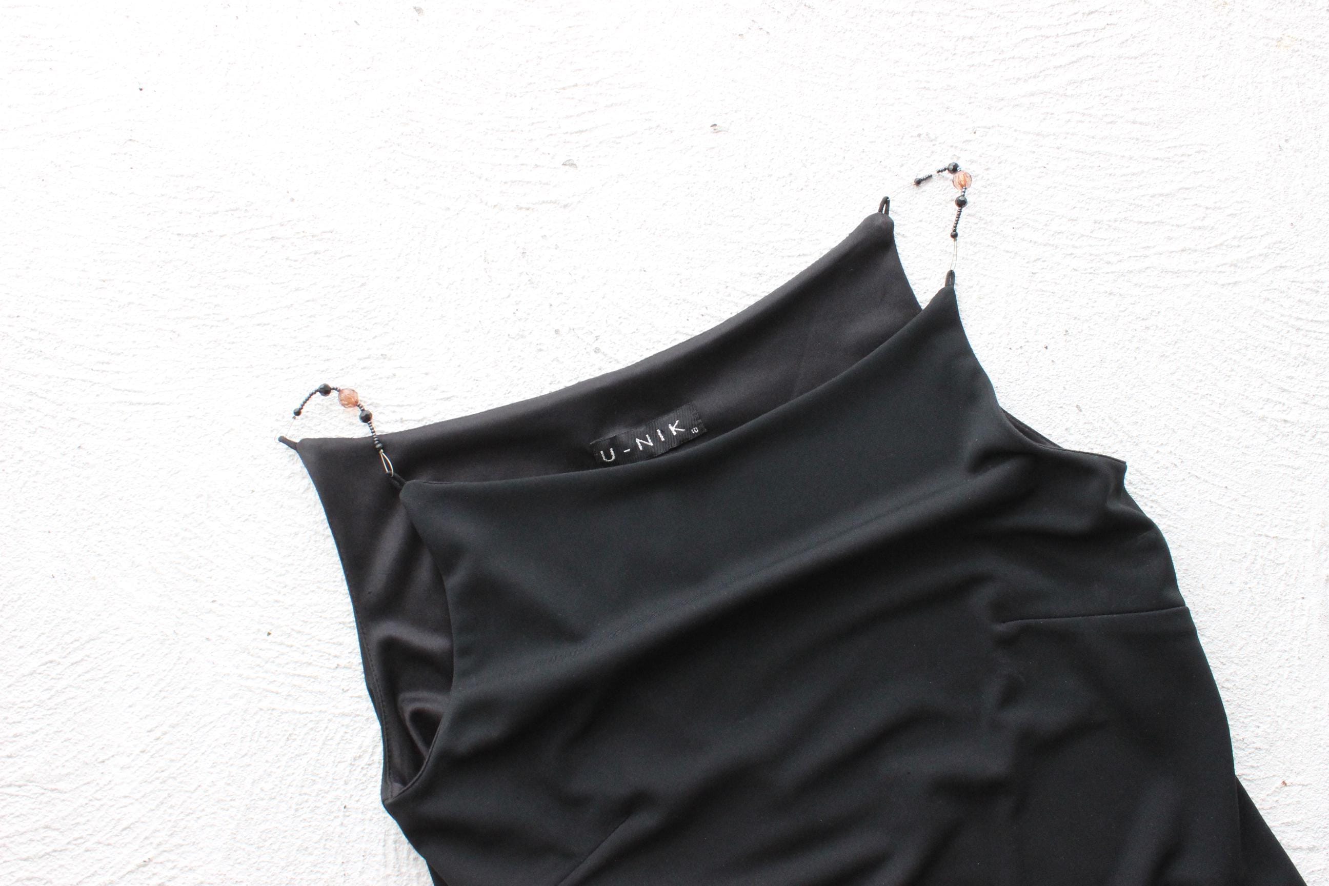 FUTURISM 90s Futuristic Minimal High Neck Top w/ Beaded Straps