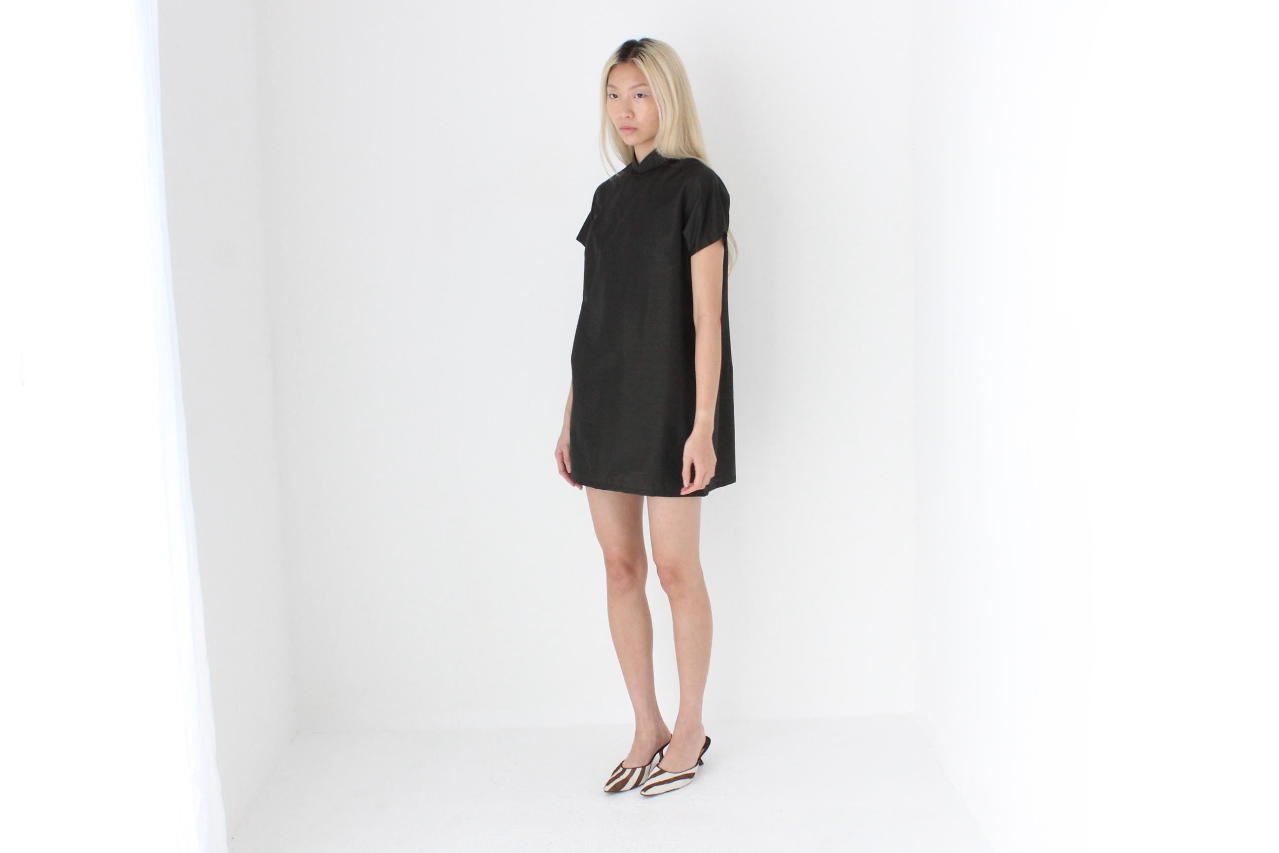 FUTURISM 80s Custom Made Mandarin Collar Tee Dress
