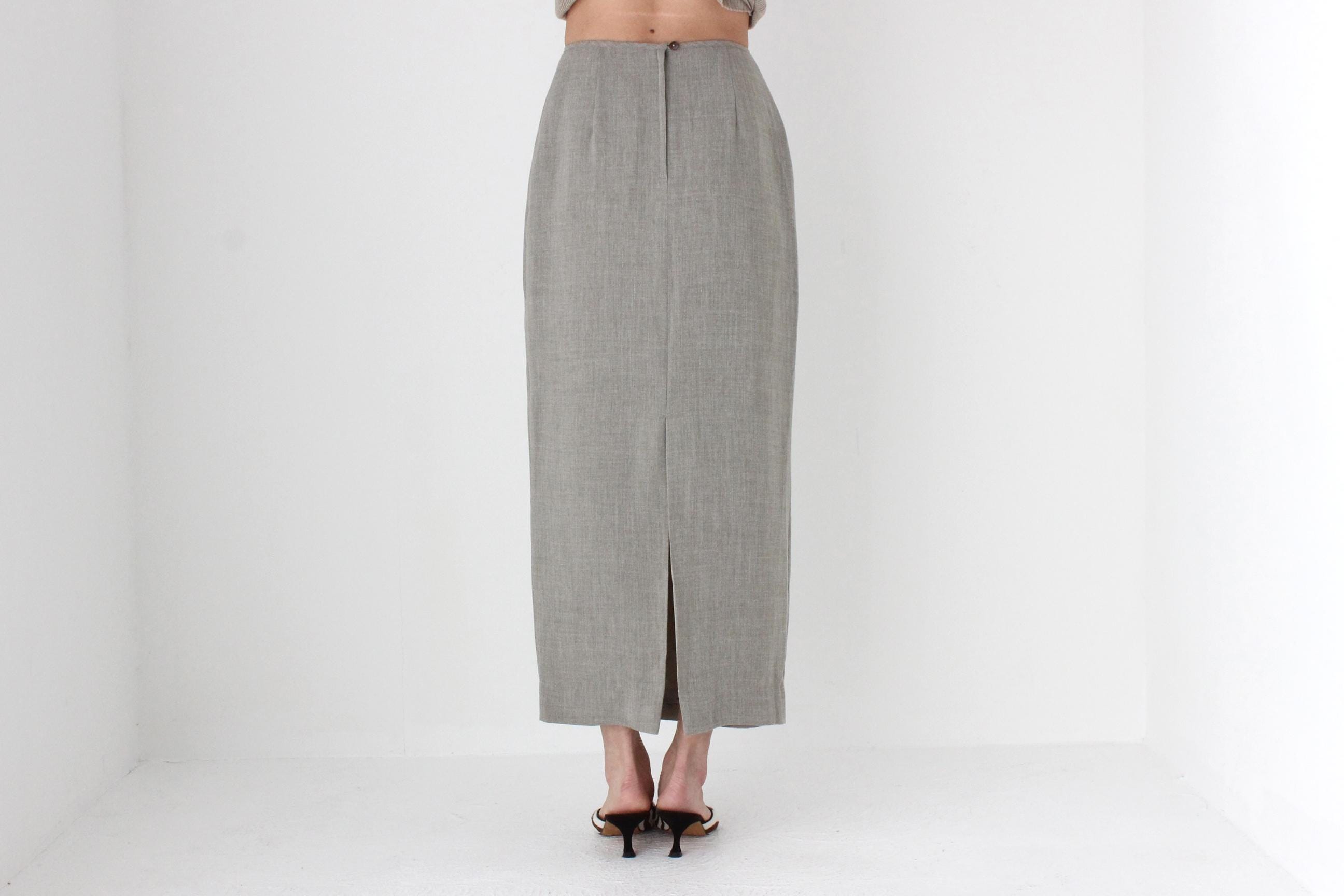 FUTURISM 90s Neutral Crepe Column Skirt