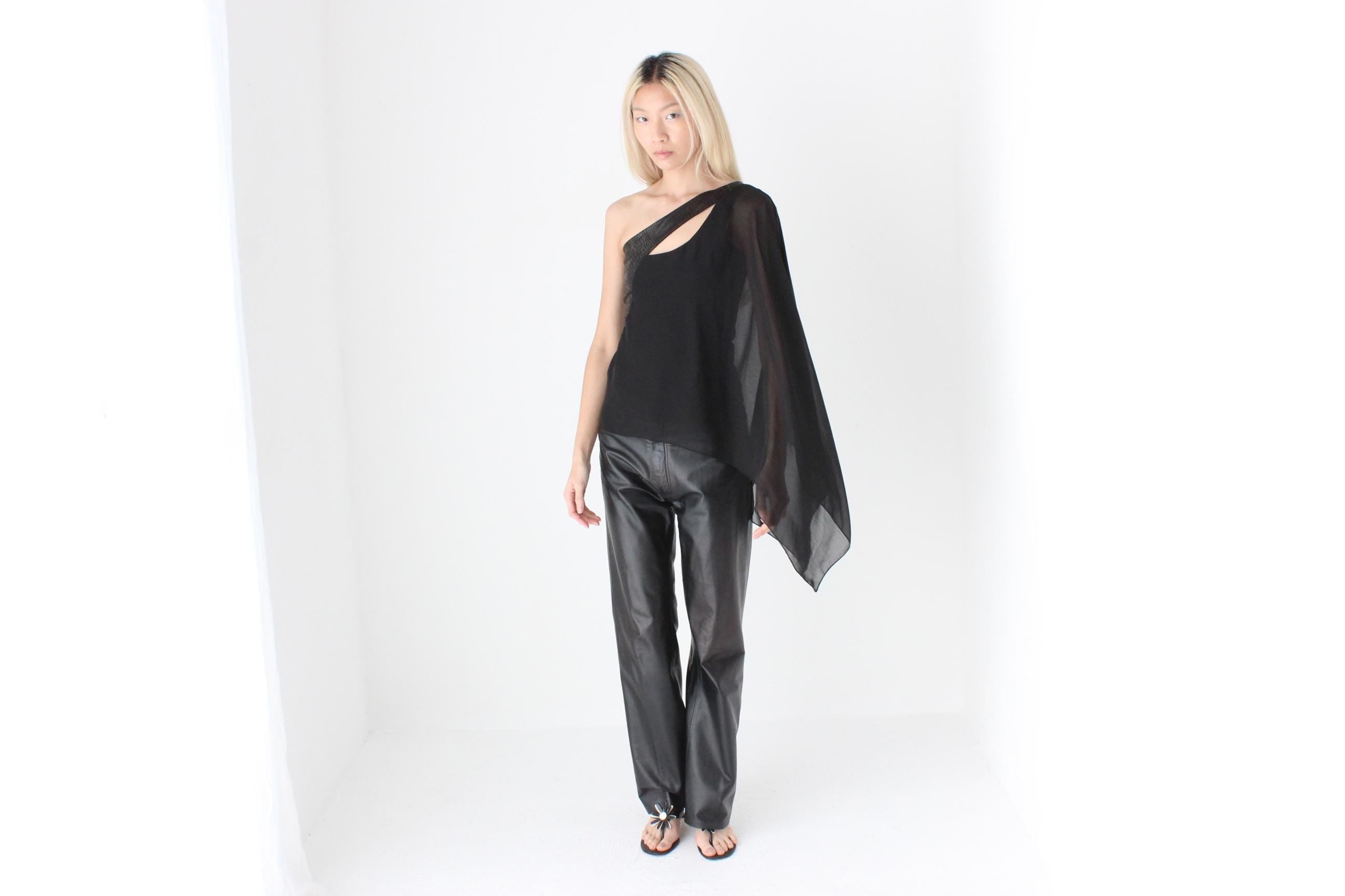 FUTURISM Y2K One Shoulder Asymmetric Wing Sleeve Top by Y London