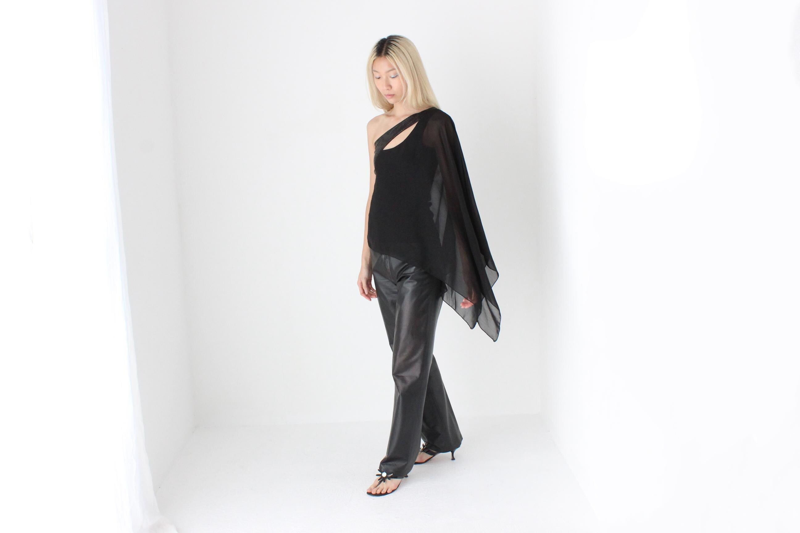 FUTURISM Y2K One Shoulder Asymmetric Wing Sleeve Top by Y London