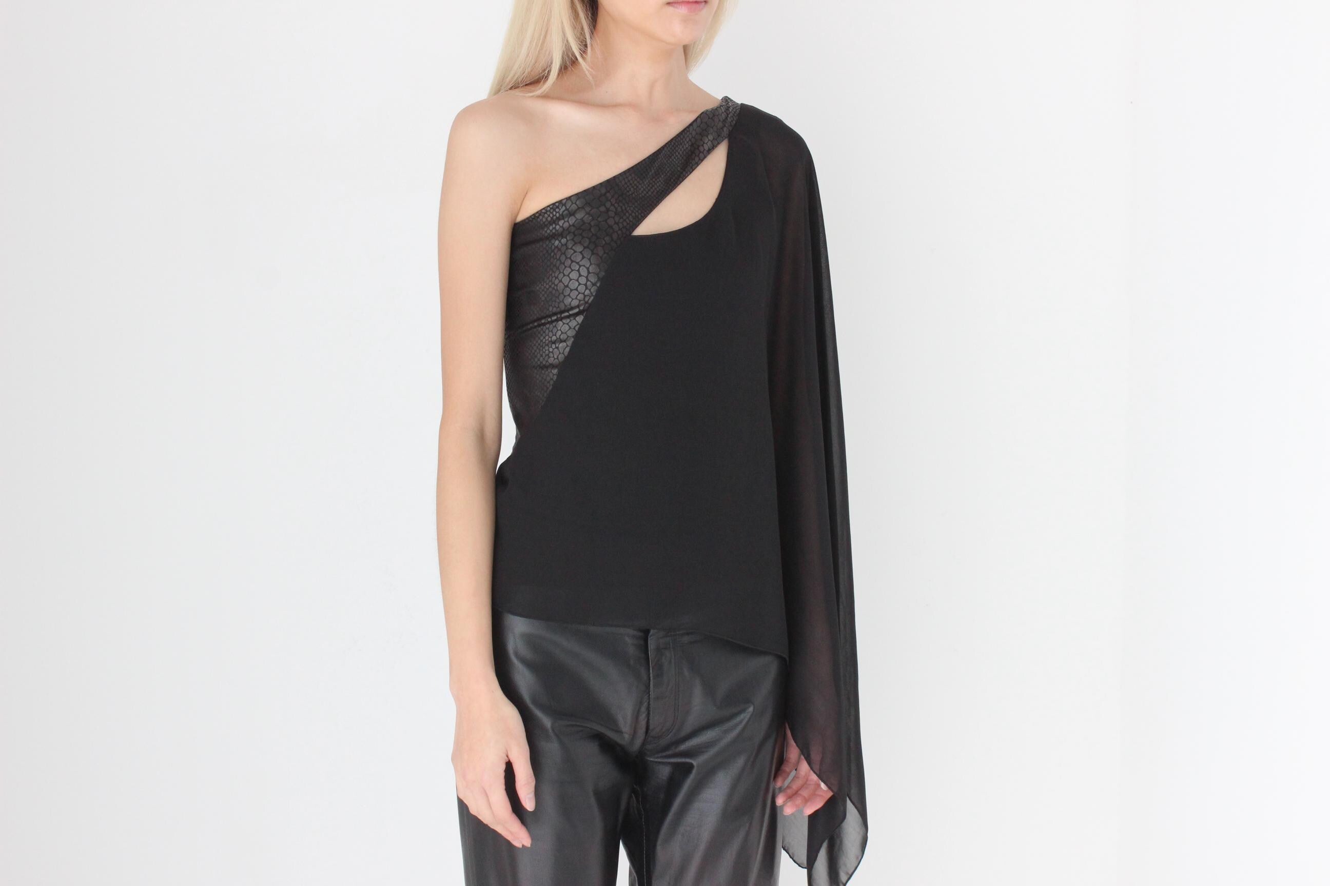 FUTURISM Y2K One Shoulder Asymmetric Wing Sleeve Top by Y London