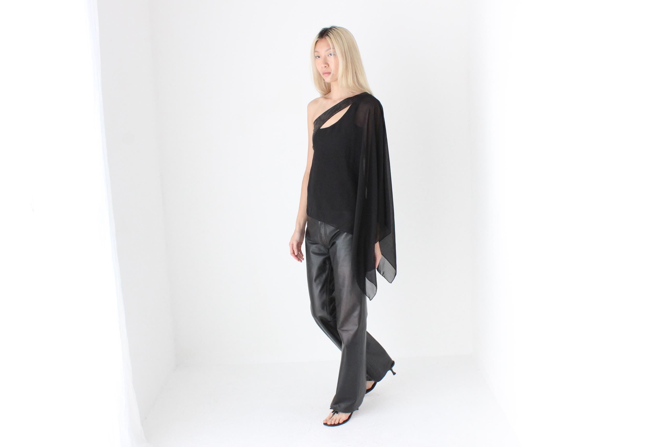 FUTURISM Y2K One Shoulder Asymmetric Wing Sleeve Top by Y London