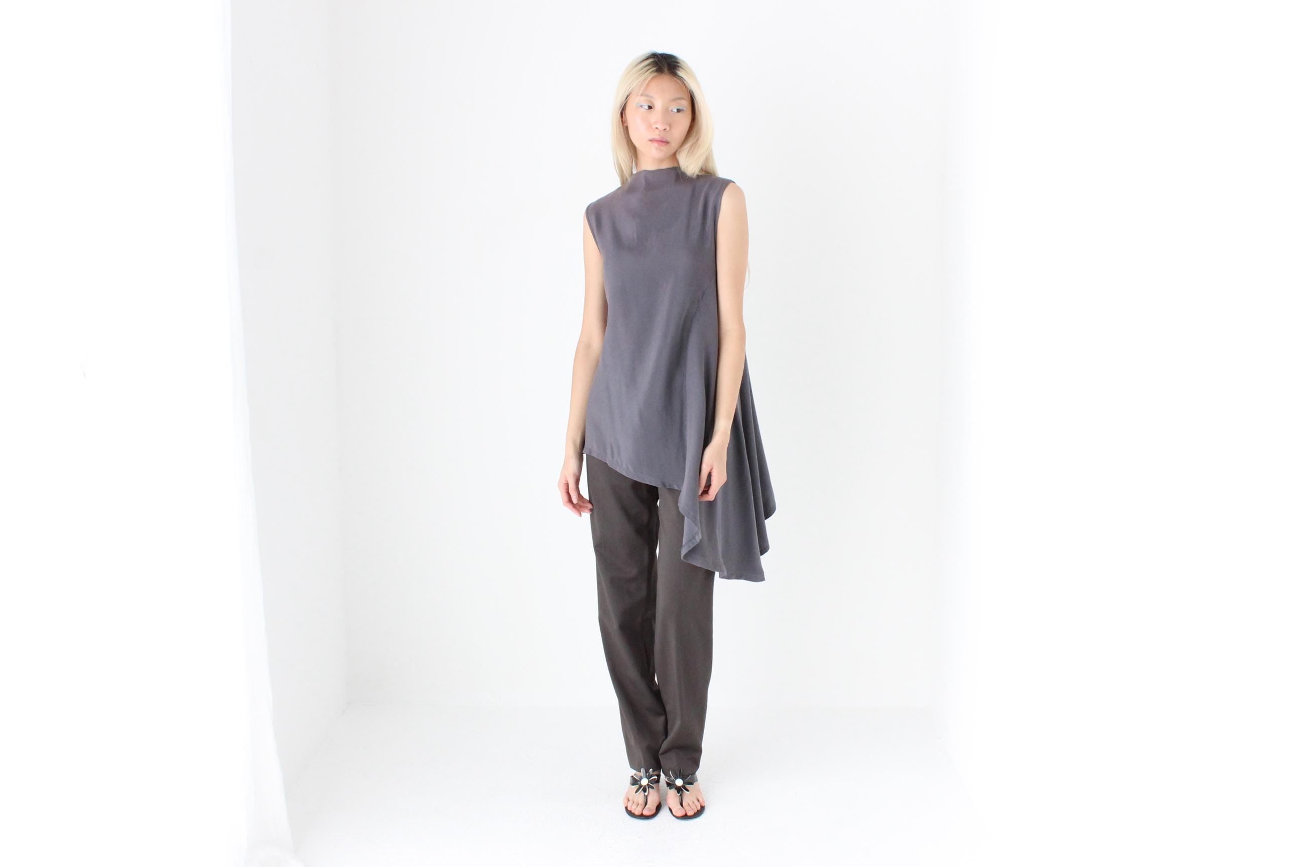 FUTURISM 90s Woven Silk Drape Top