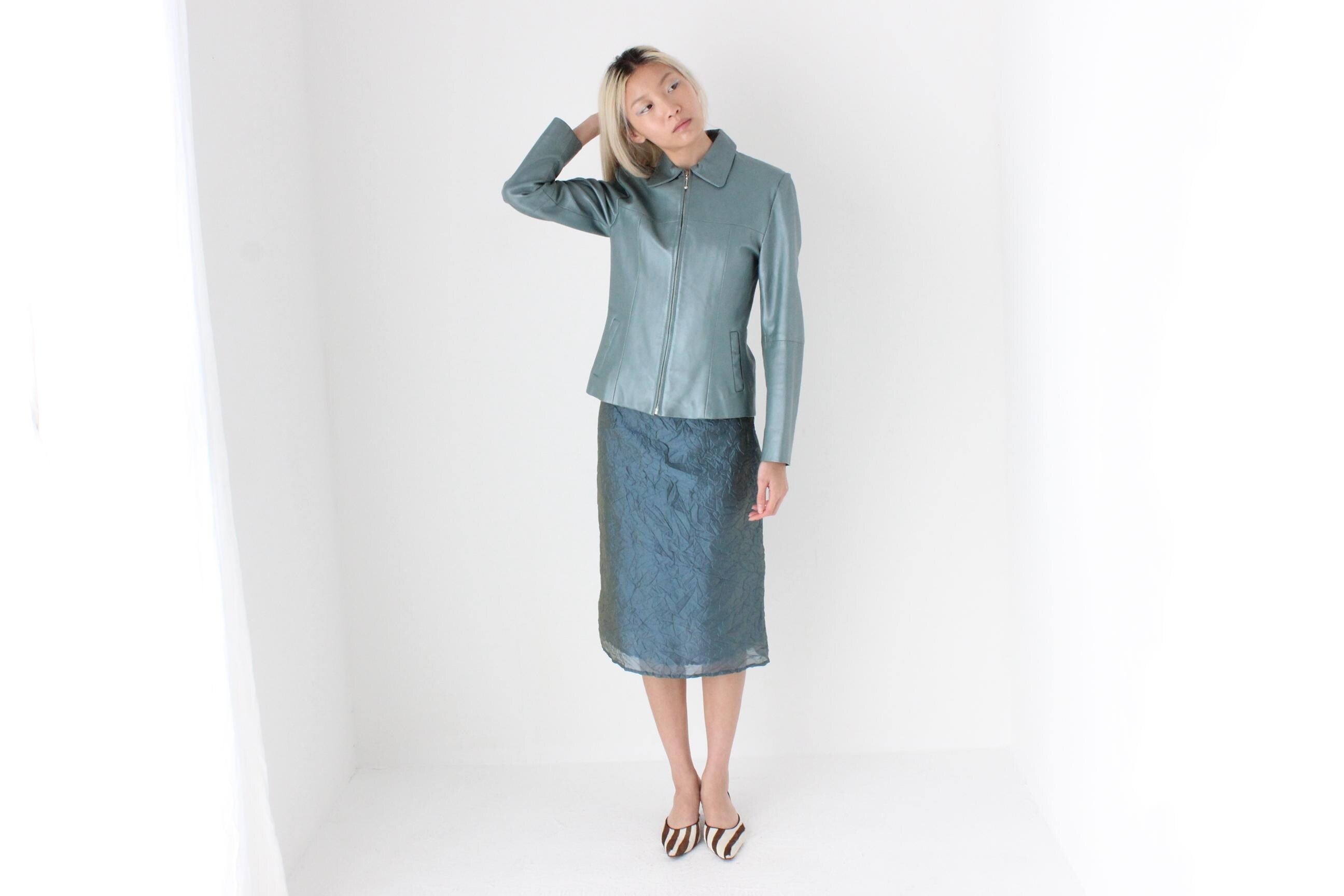 FUTURISM Y2K Metallic Holographic Crinkle Skirt
