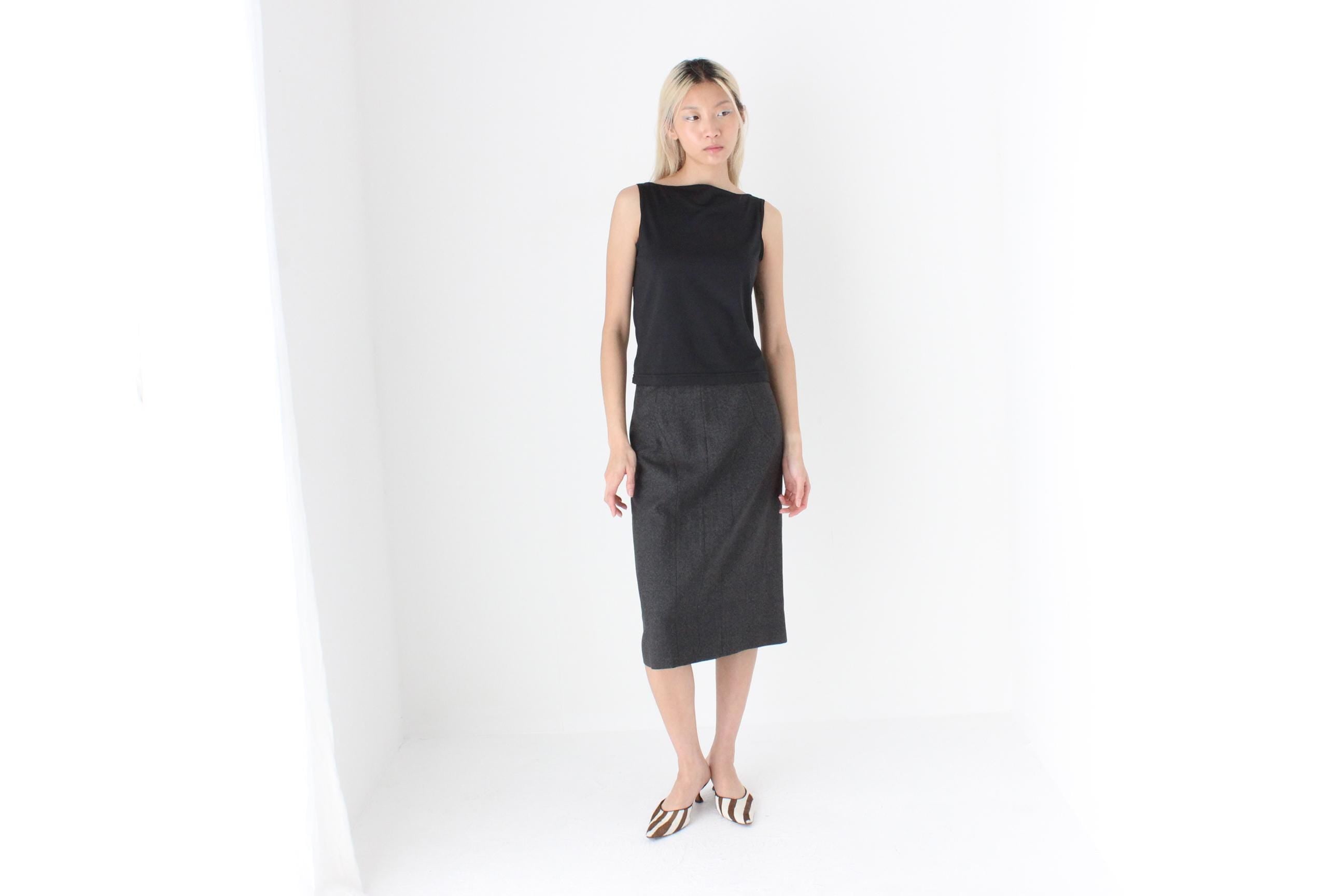 FUTURISM 90s Moschino Dark Grey Wool Skirt