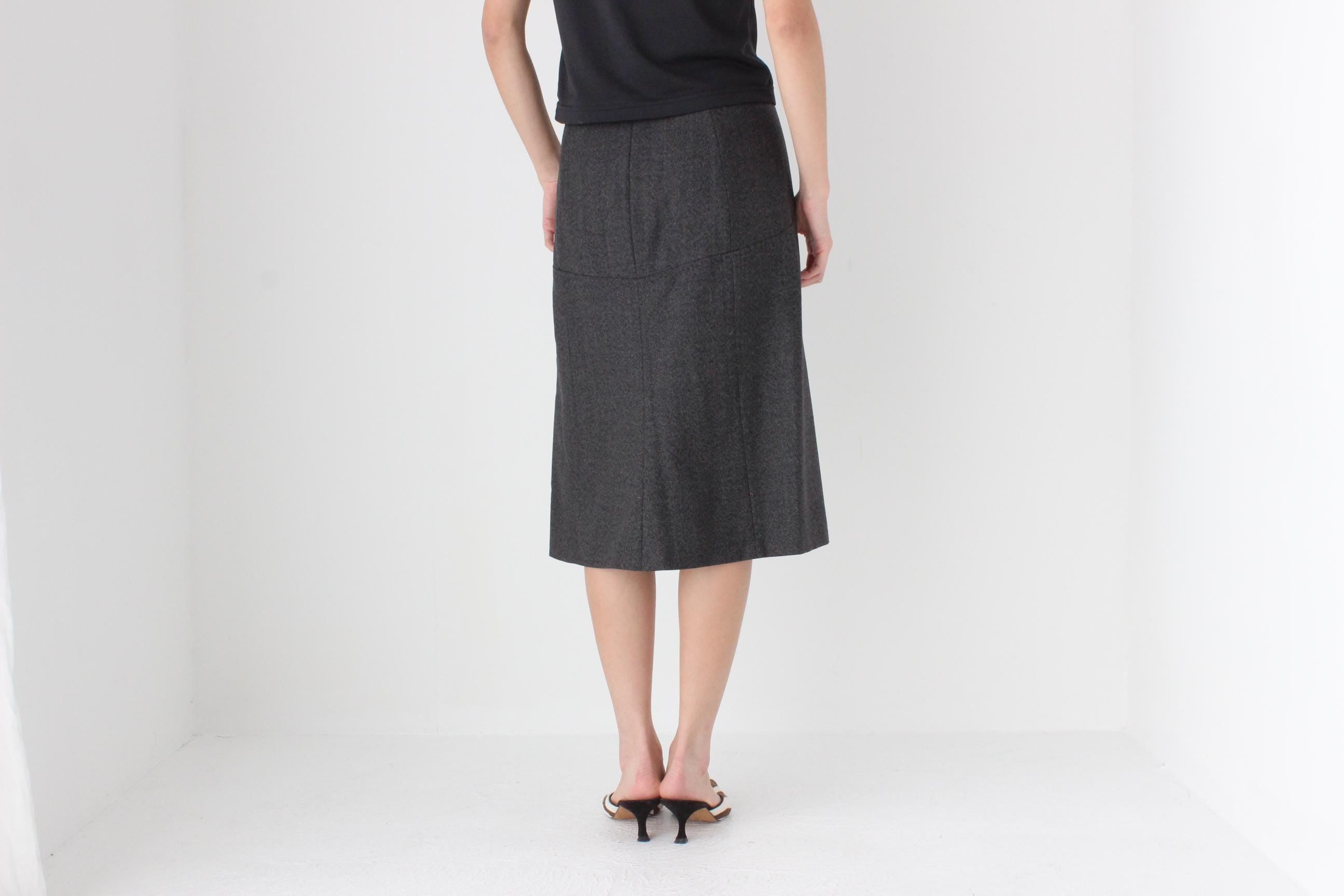 FUTURISM 90s Moschino Dark Grey Wool Skirt