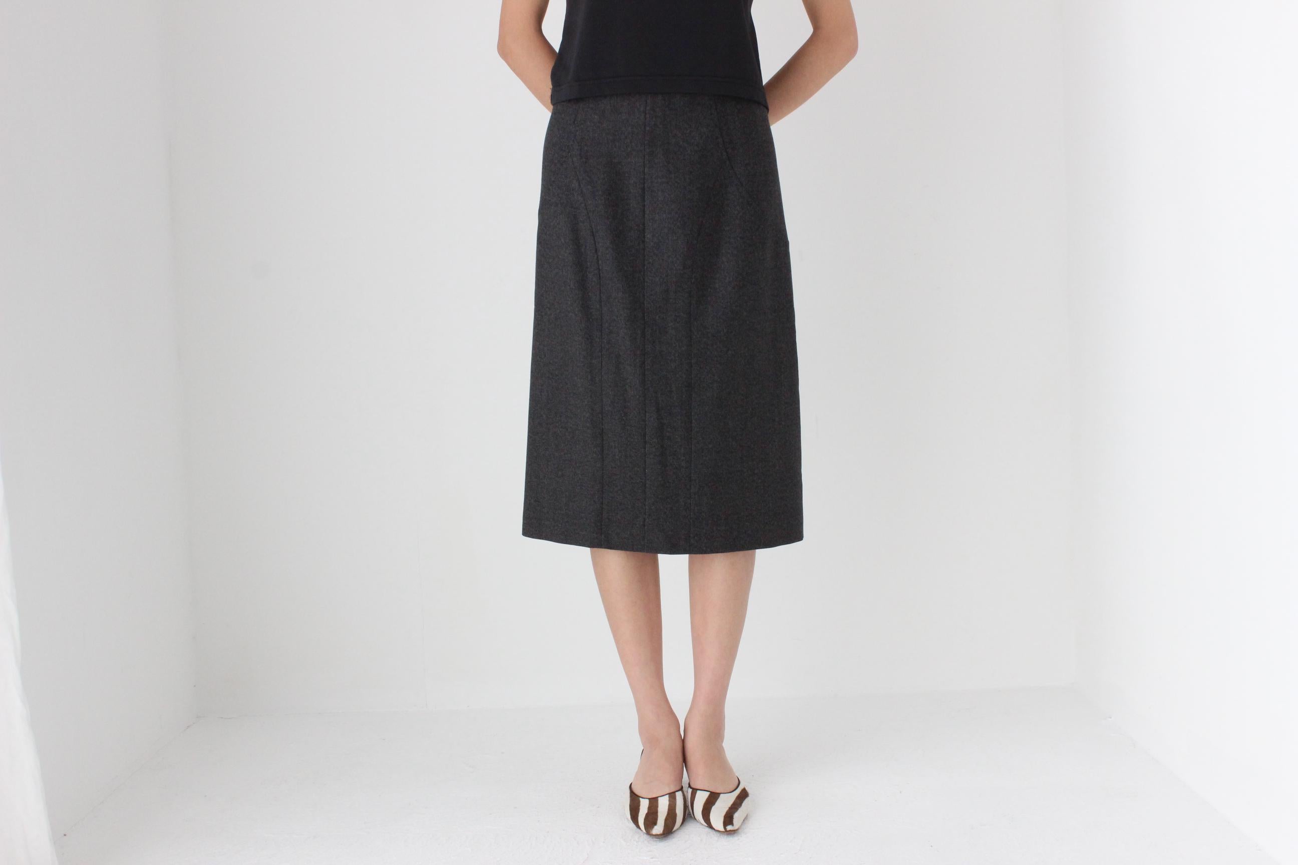 FUTURISM 90s Moschino Dark Grey Wool Skirt
