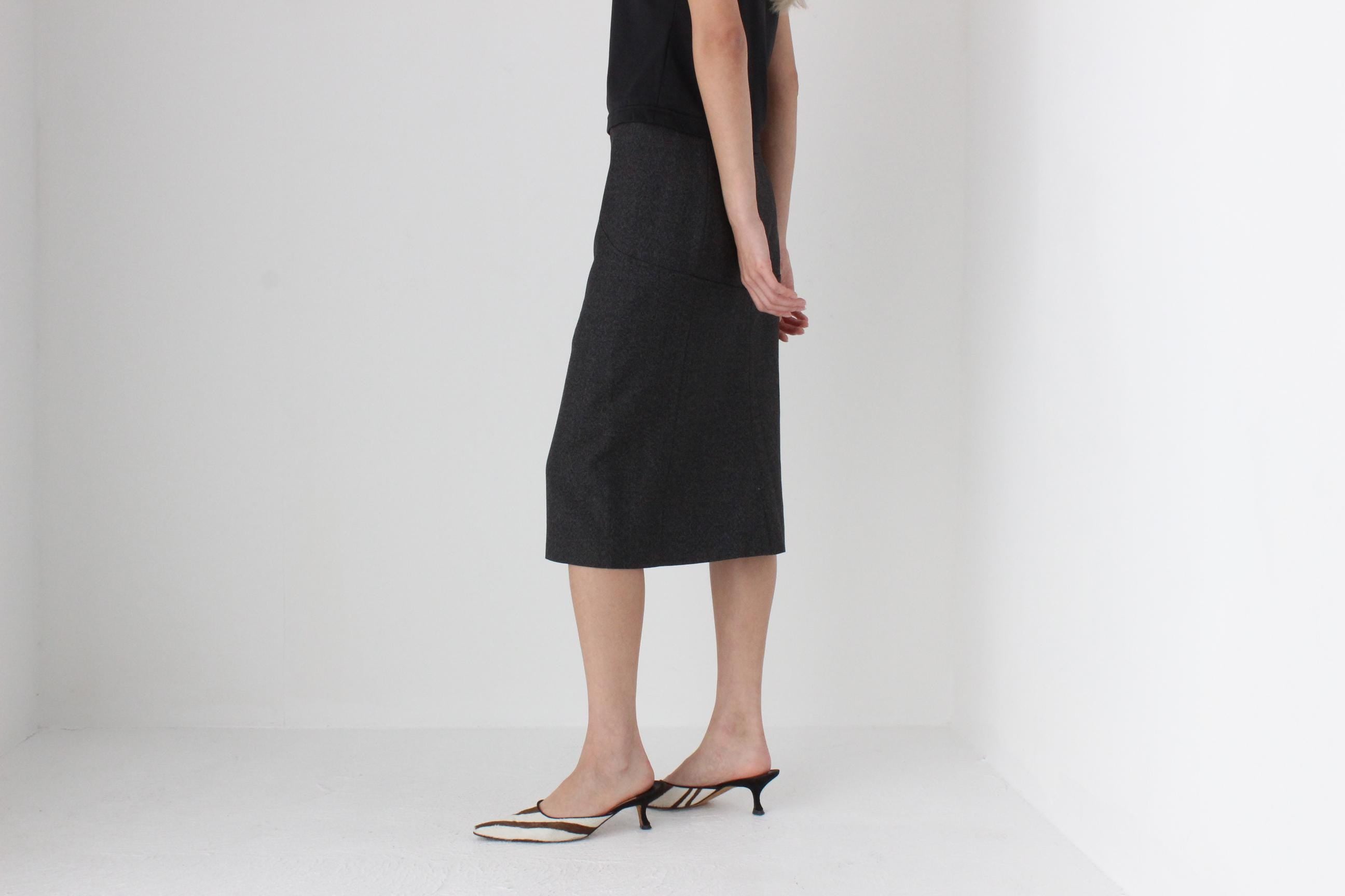 FUTURISM 90s Moschino Dark Grey Wool Skirt