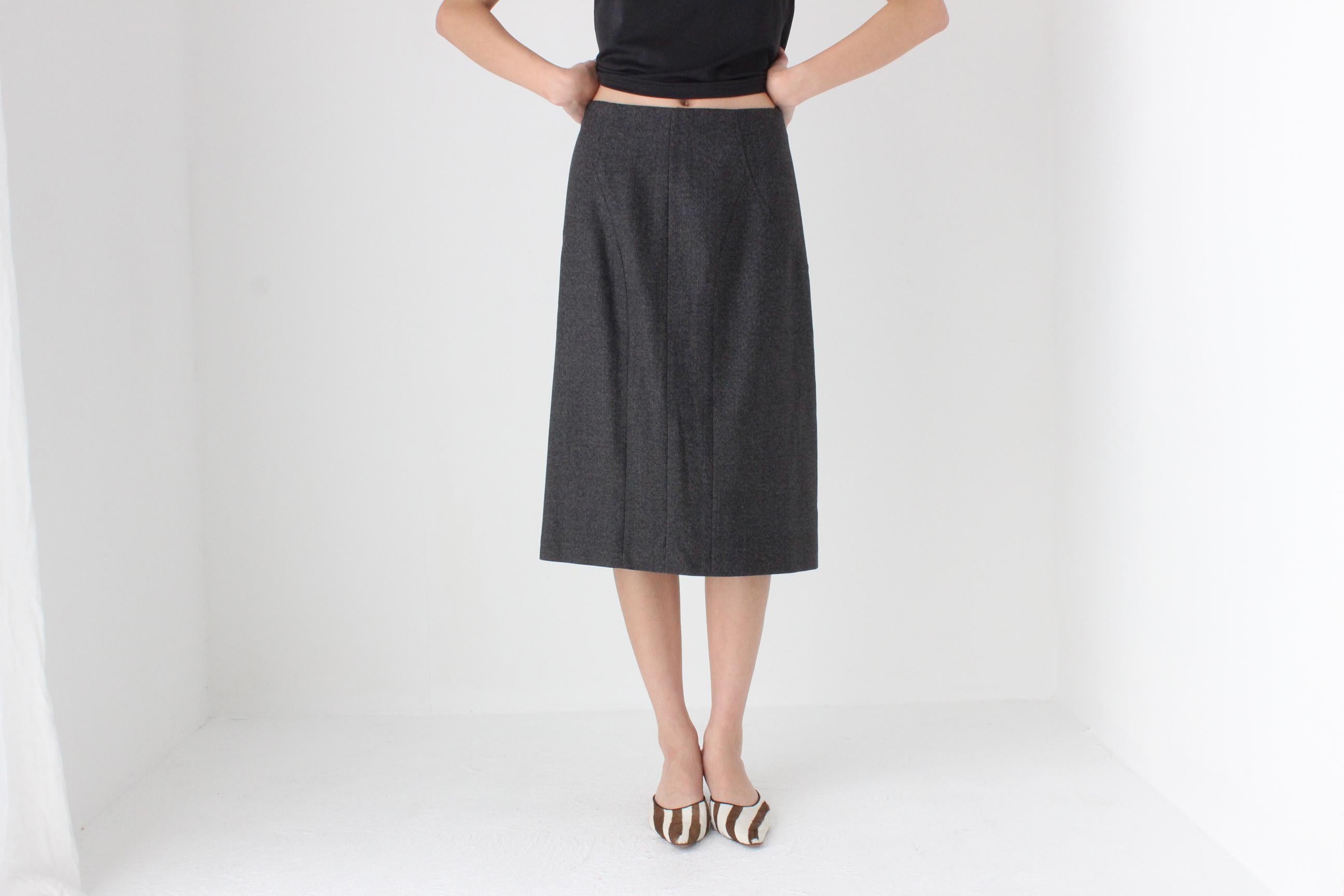FUTURISM 90s Moschino Dark Grey Wool Skirt