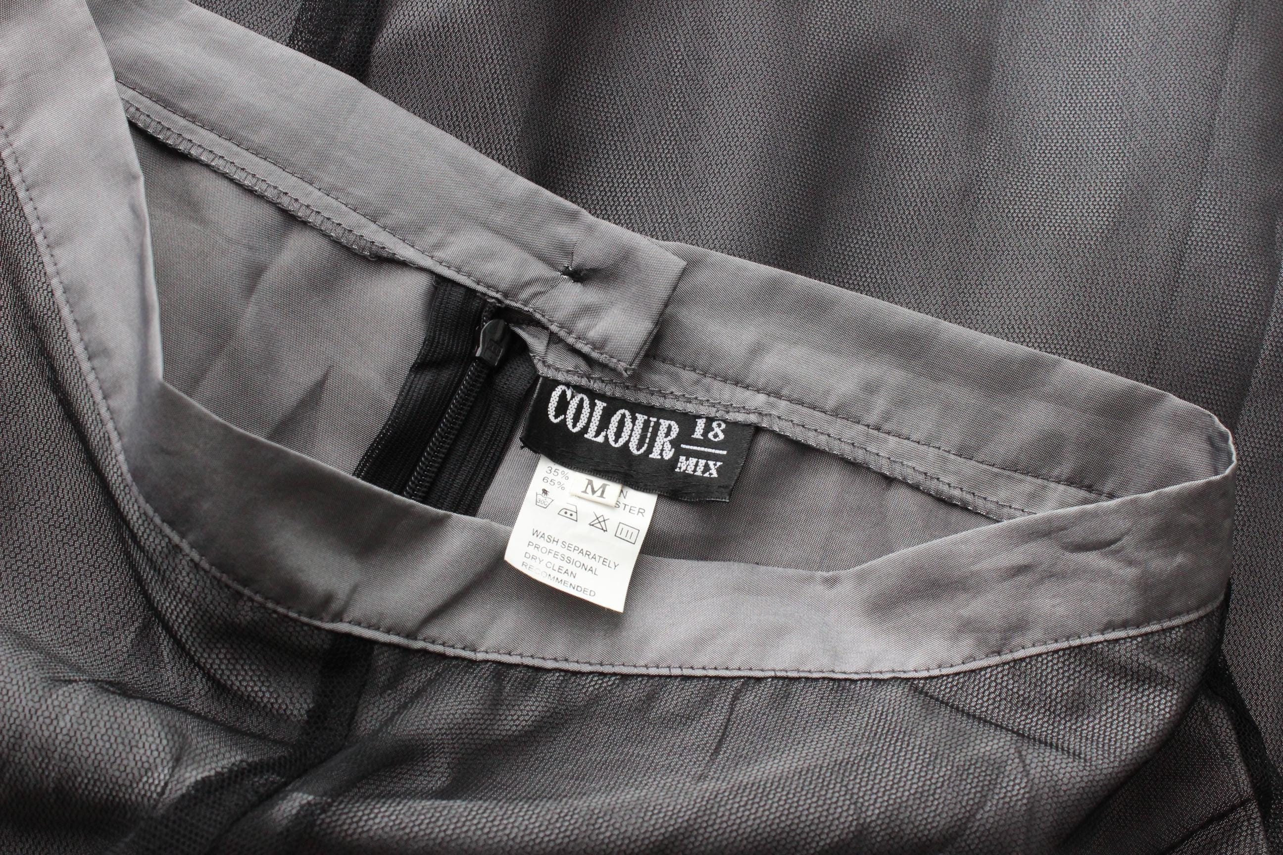 FUTURISM 90s Silver Taffeta & Black Tulle Maxi Skirt