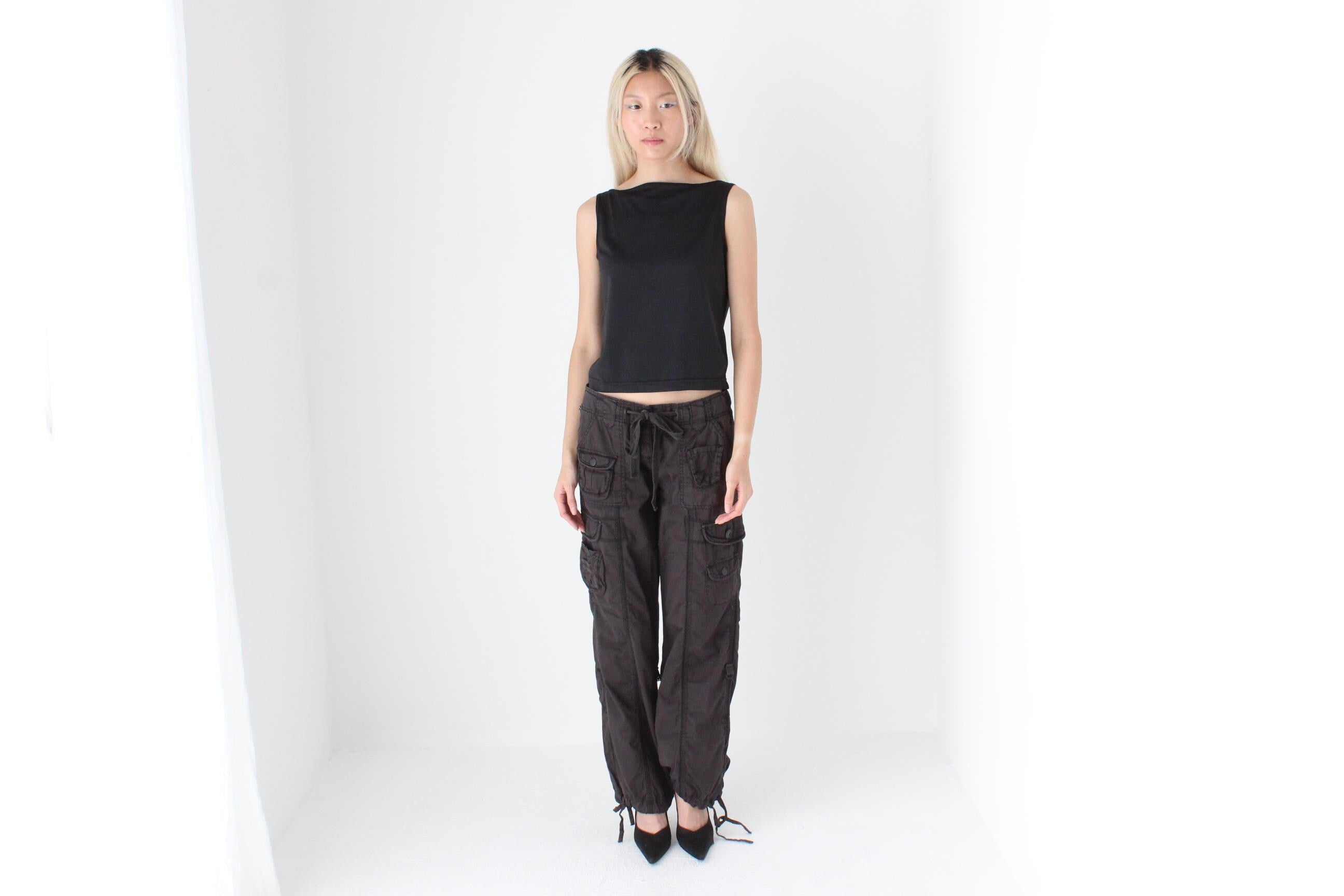 FUTURISM THE BEST Y2K Cotton Low Rise Cargo Pocket Pants