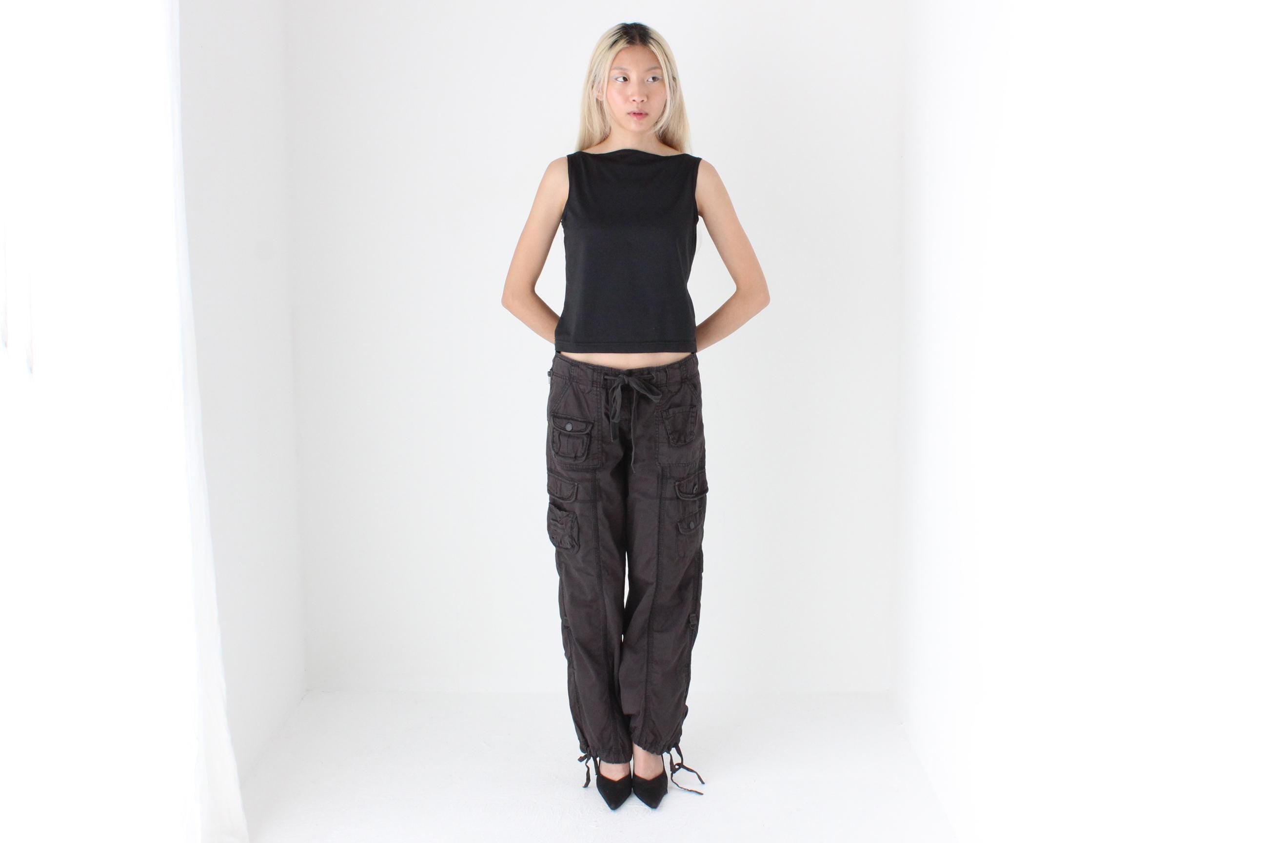 FUTURISM THE BEST Y2K Cotton Low Rise Cargo Pocket Pants