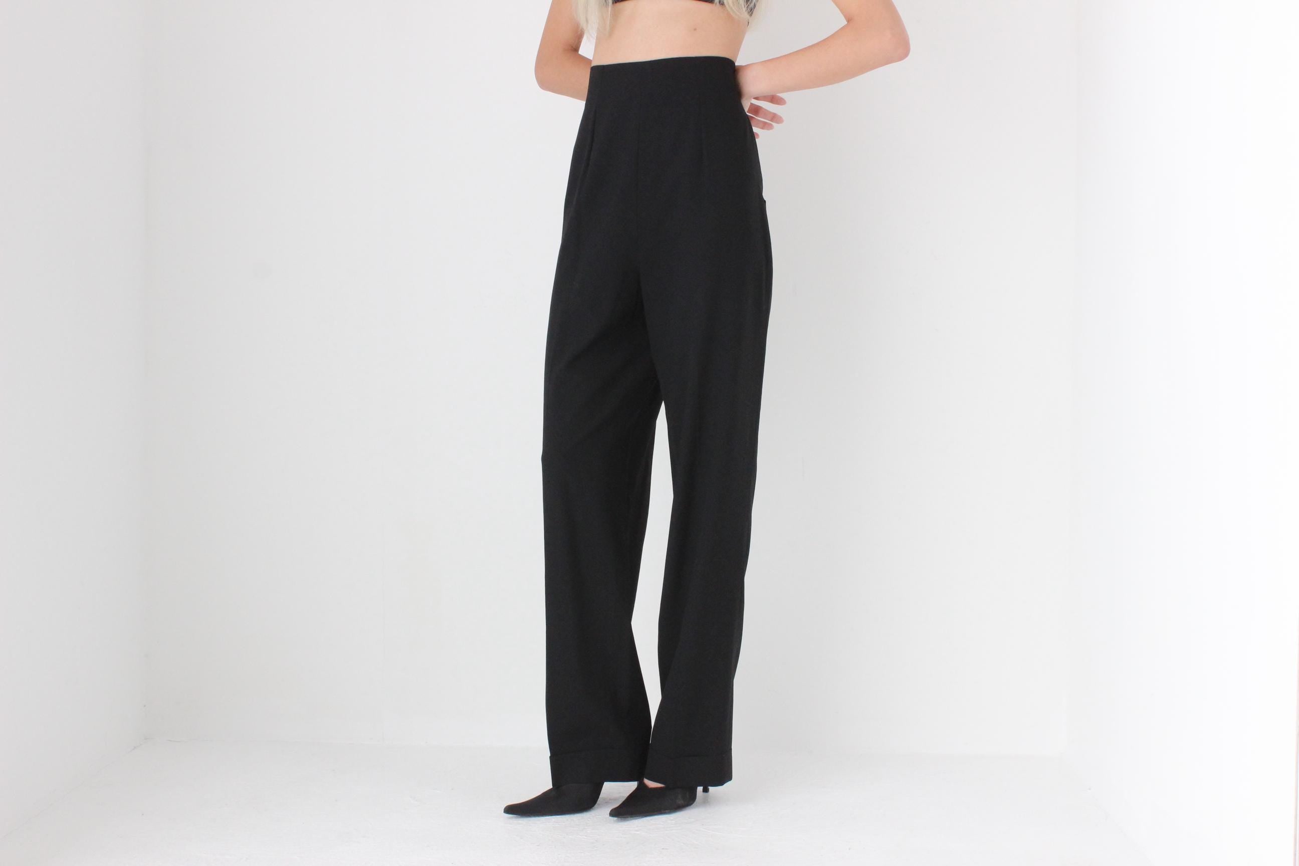 FUTURISM Galliano Heavenly Black Wool Tailored Trousers