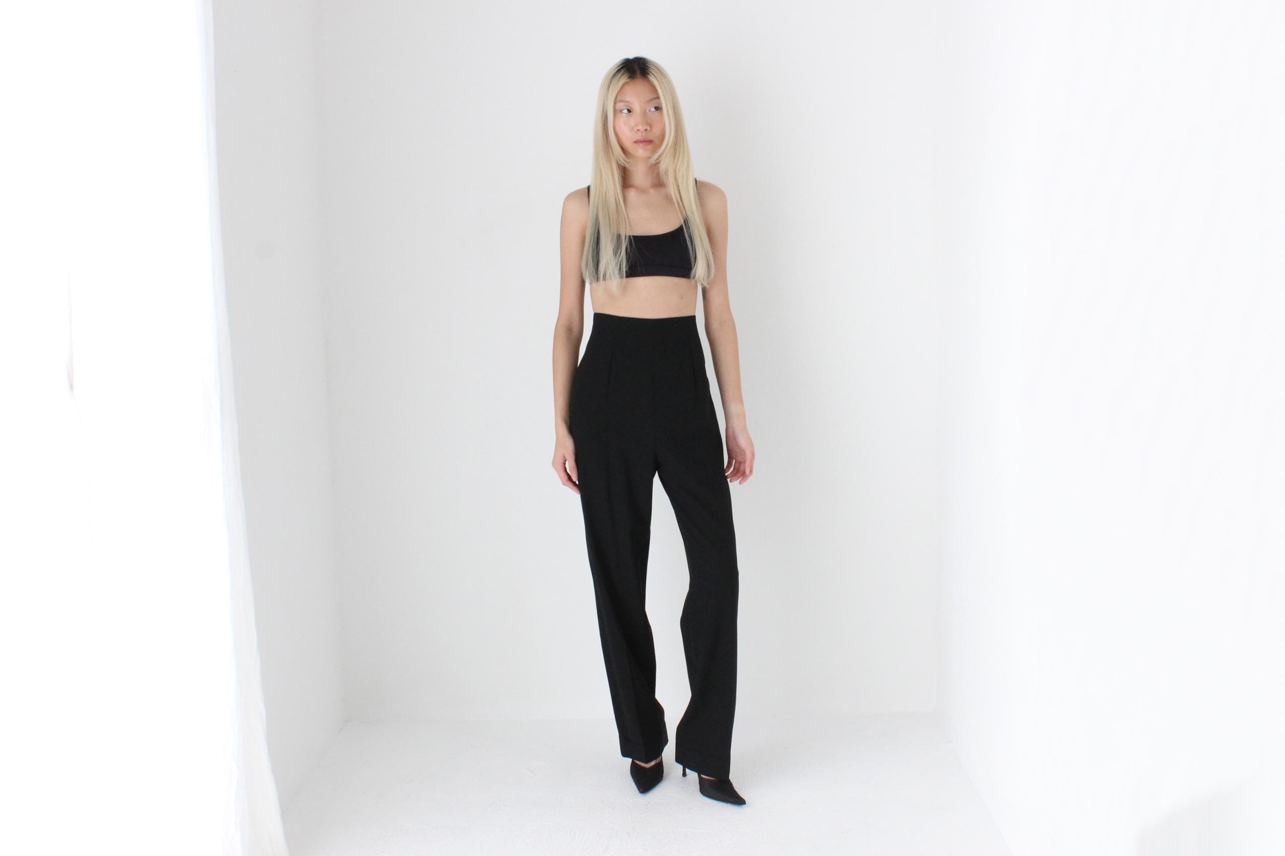 FUTURISM Galliano Heavenly Black Wool Tailored Trousers