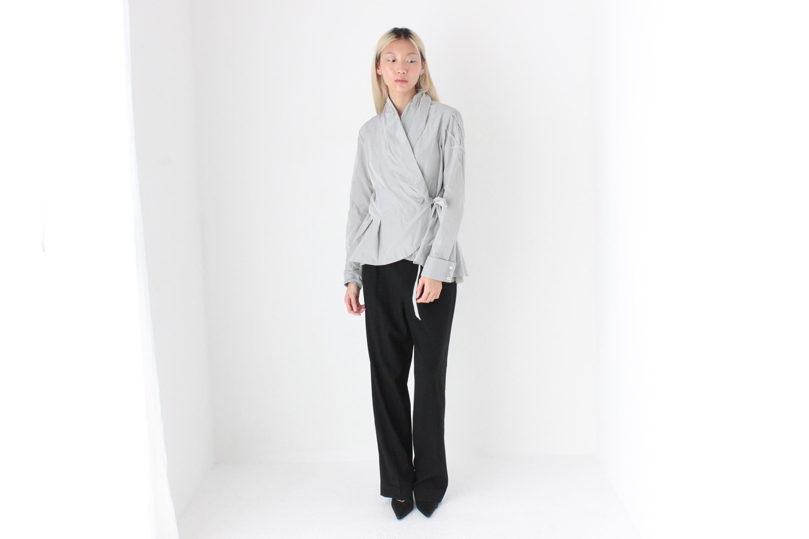 FUTURISM 2000s High Collar Taffeta Wrap Top or Jacket by PAUW Amsterdam