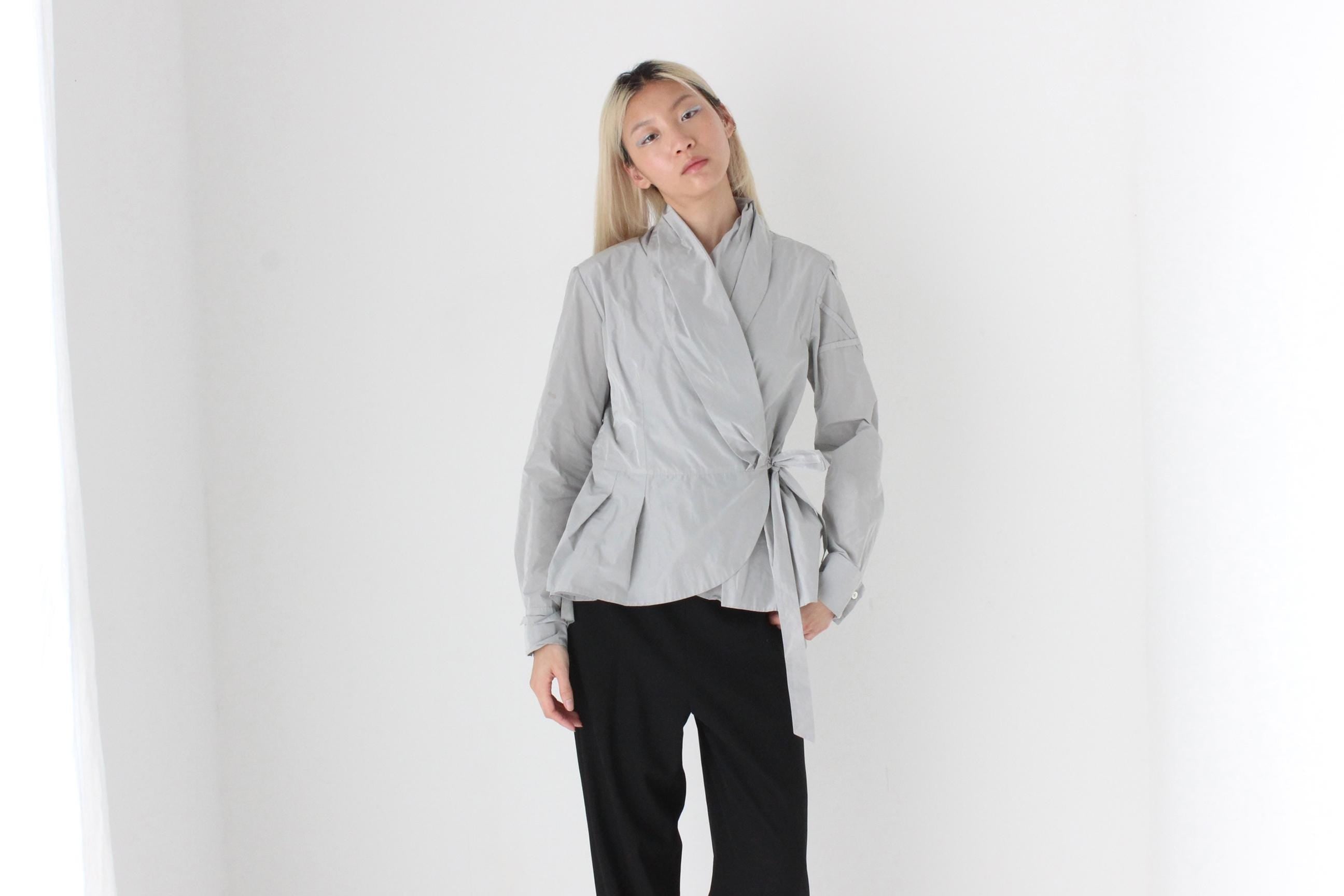 FUTURISM 2000s High Collar Taffeta Wrap Top or Jacket by PAUW Amsterdam