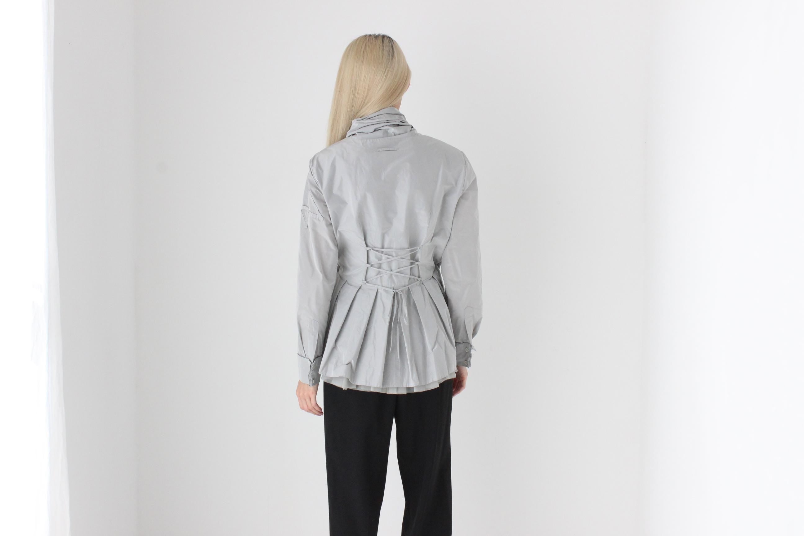 FUTURISM 2000s High Collar Taffeta Wrap Top or Jacket by PAUW Amsterdam