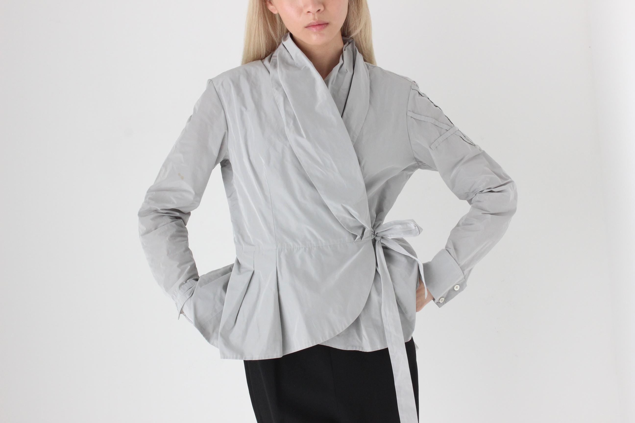 FUTURISM 2000s High Collar Taffeta Wrap Top or Jacket by PAUW Amsterdam