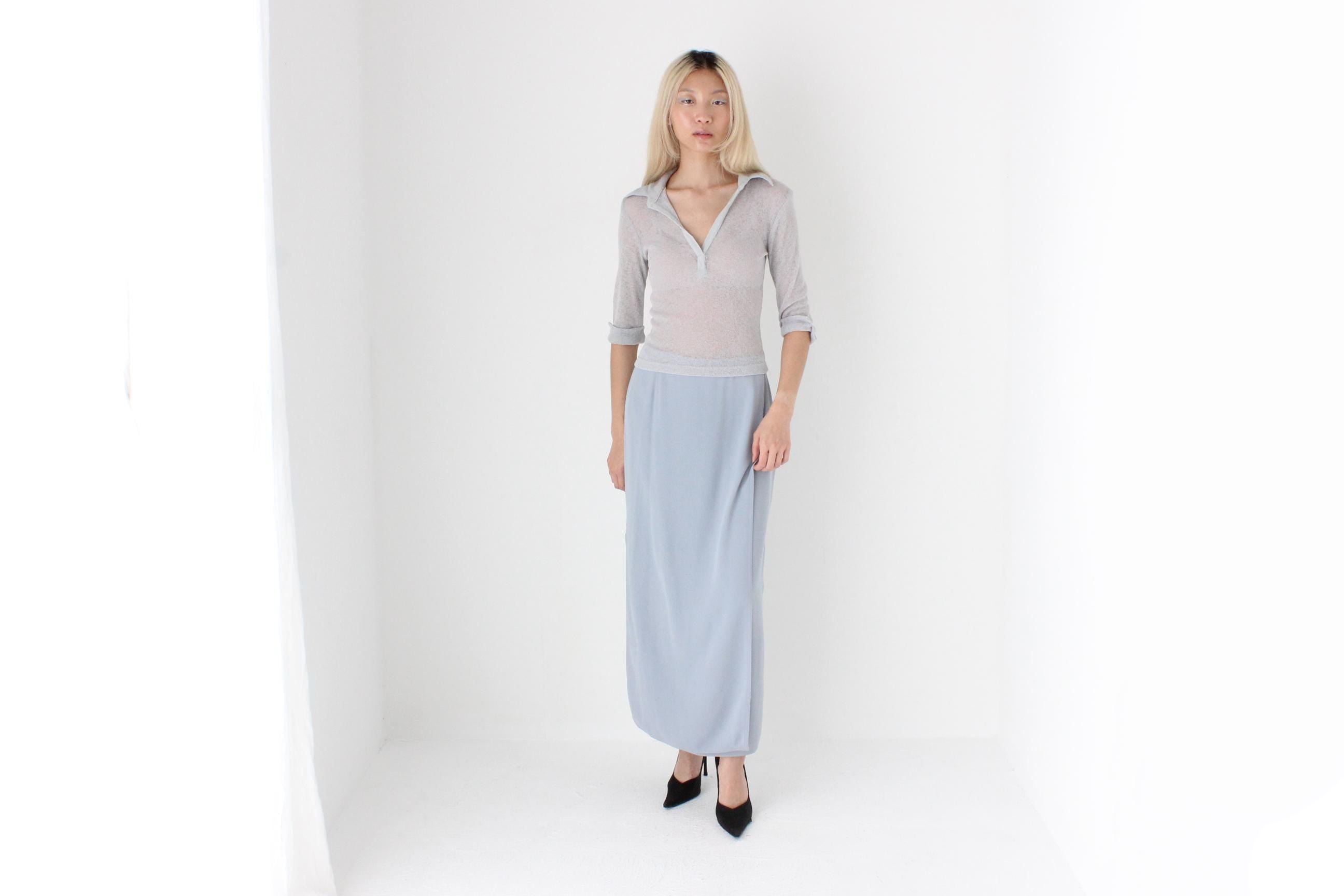 FUTURISM Y2K Sheer Knit Collared Top