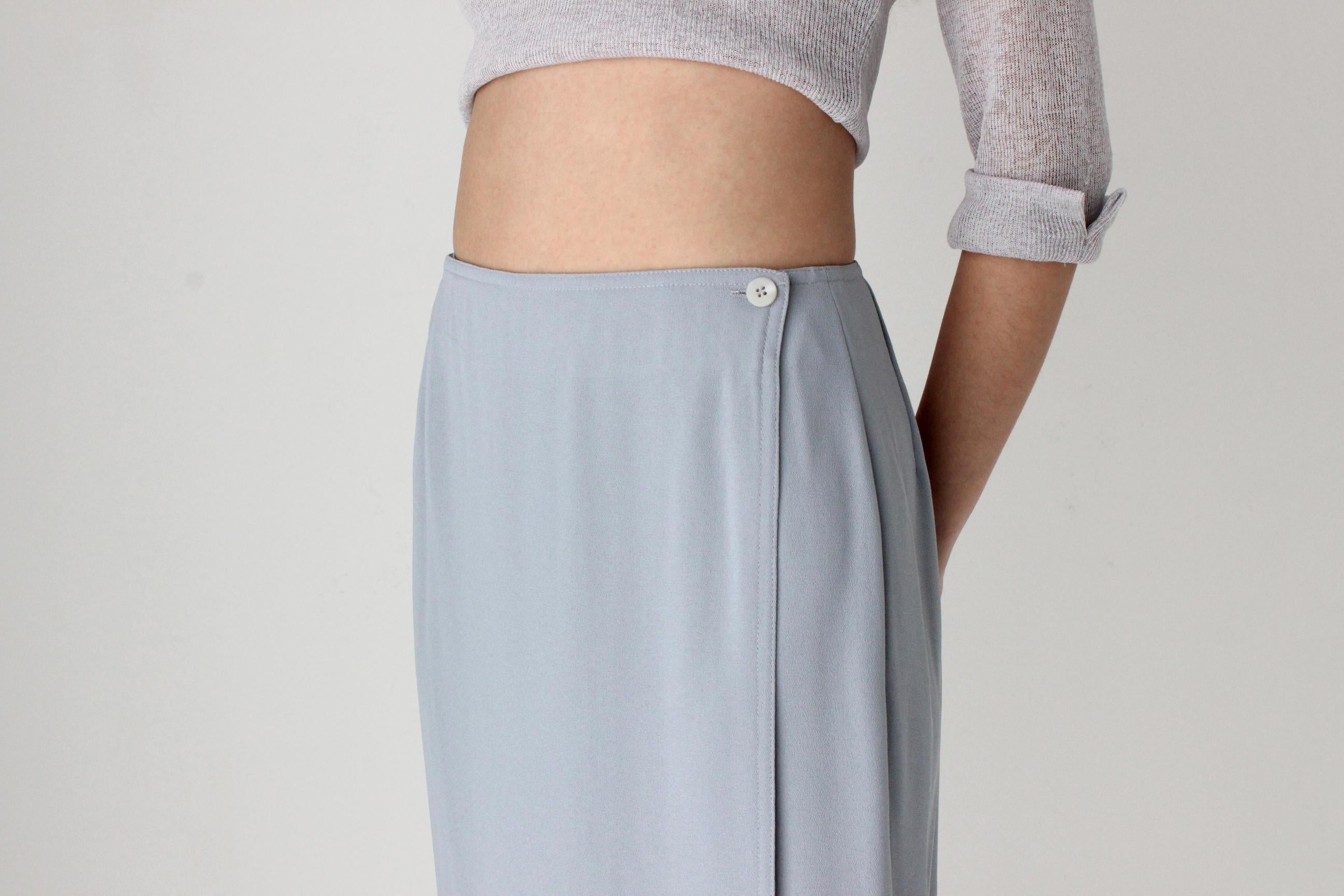 FUTURISM 90s Blue Grey Crepe Column Skirt