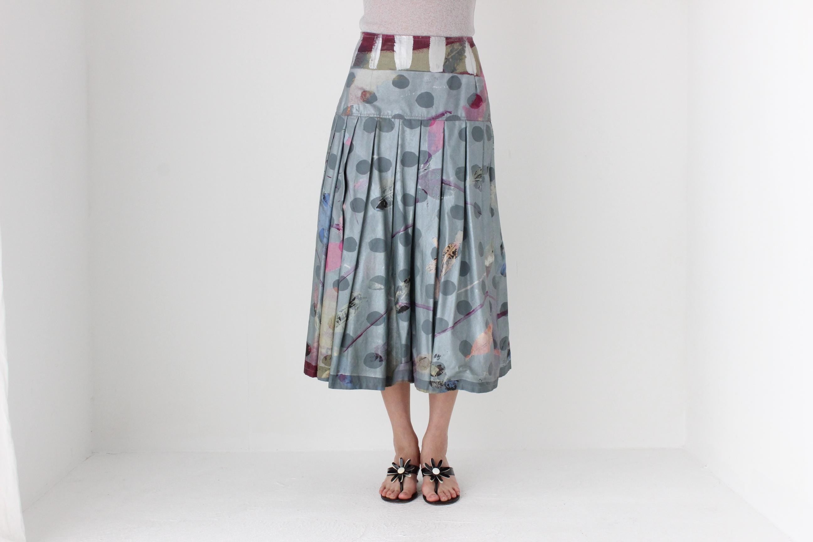 FUTURISM 80s Hand Painted Abstract Skirt