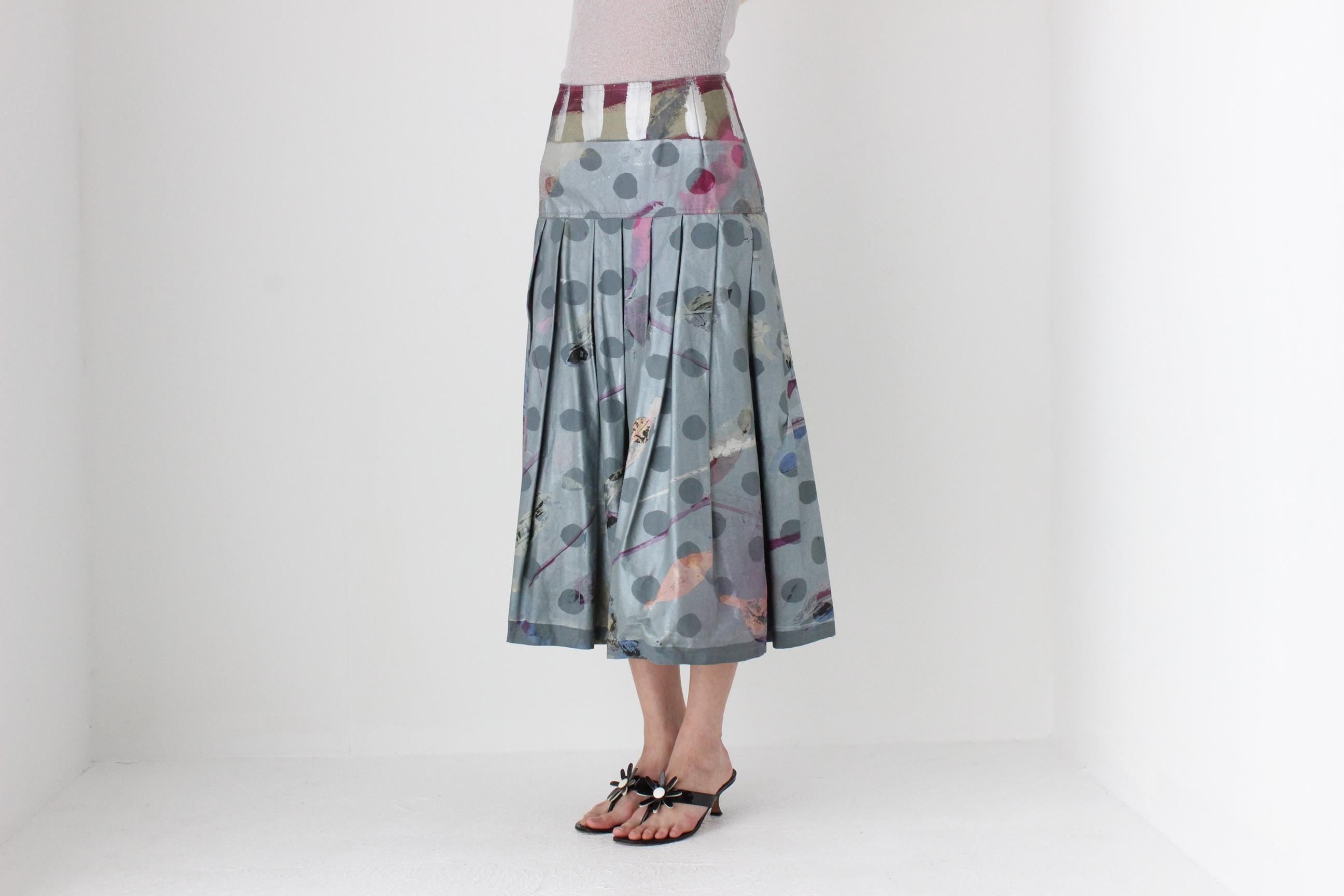 FUTURISM 80s Hand Painted Abstract Skirt