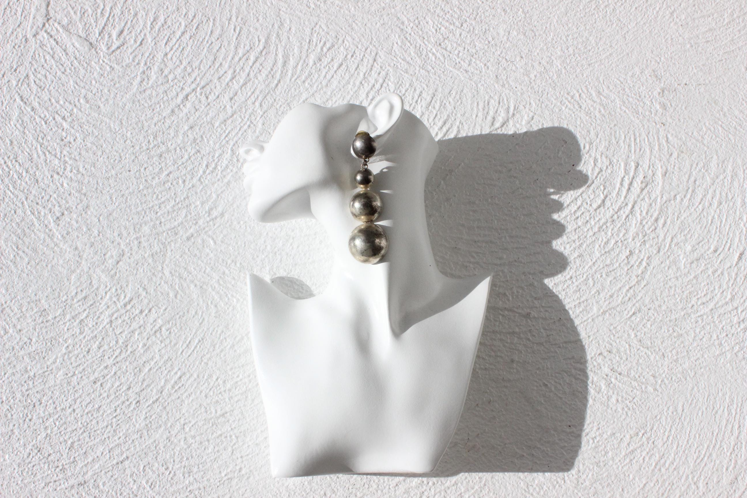 FUTURISM 80s Brutalist Tarnished Chrome Clip On Earrings