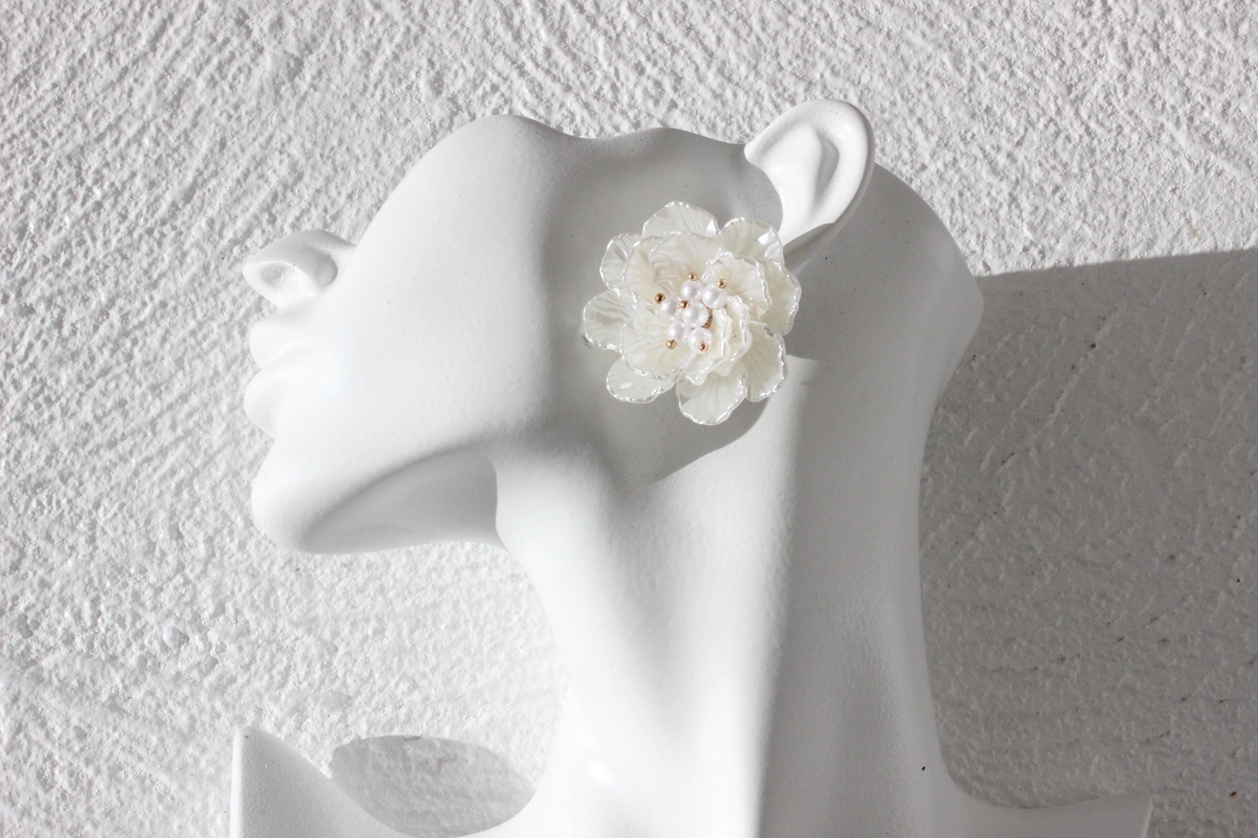 Modern 3D Resin & Pearl Flower Earrings