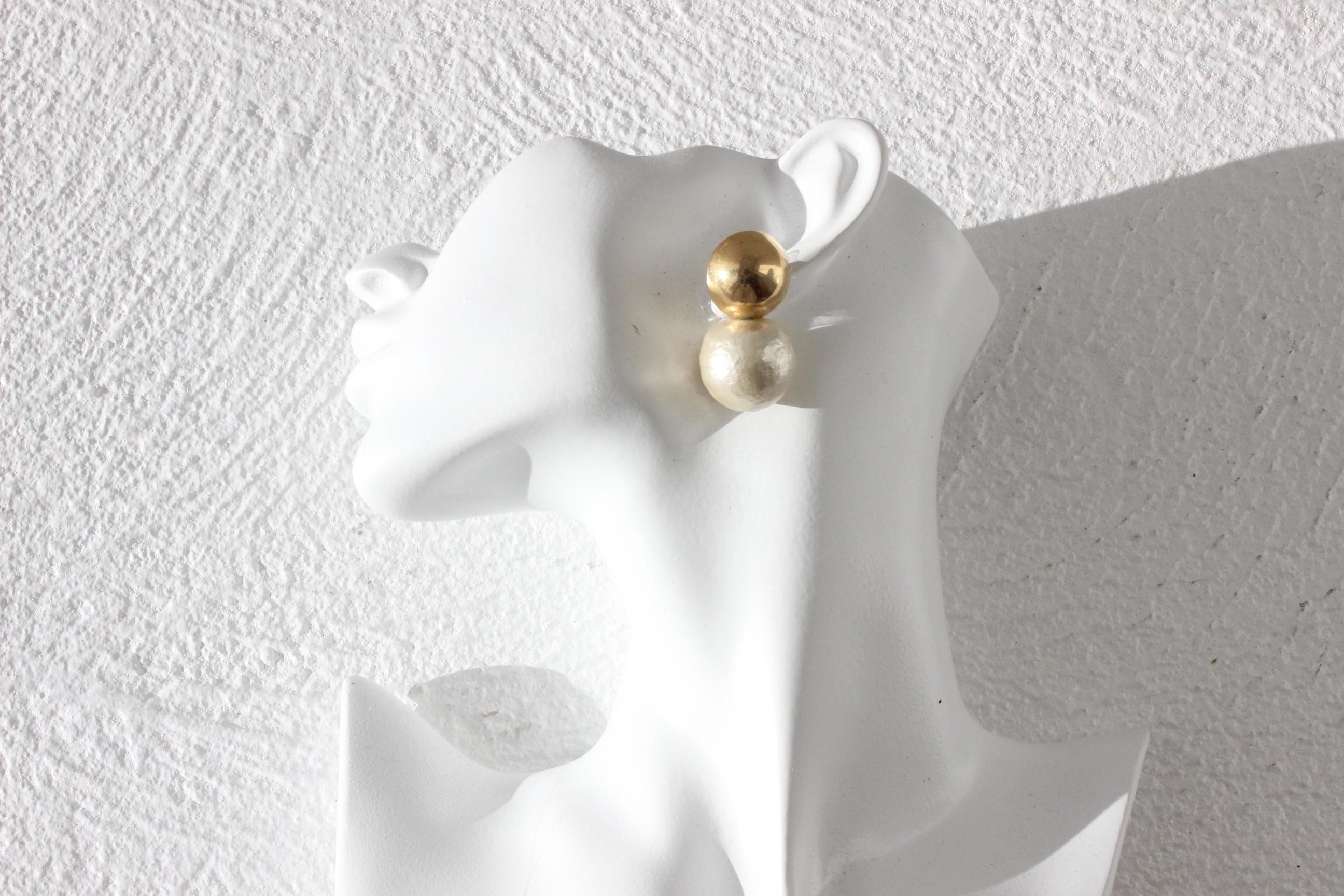 90s Cotton Pearl Baroque Bridal Stud Earrings by Emma Page