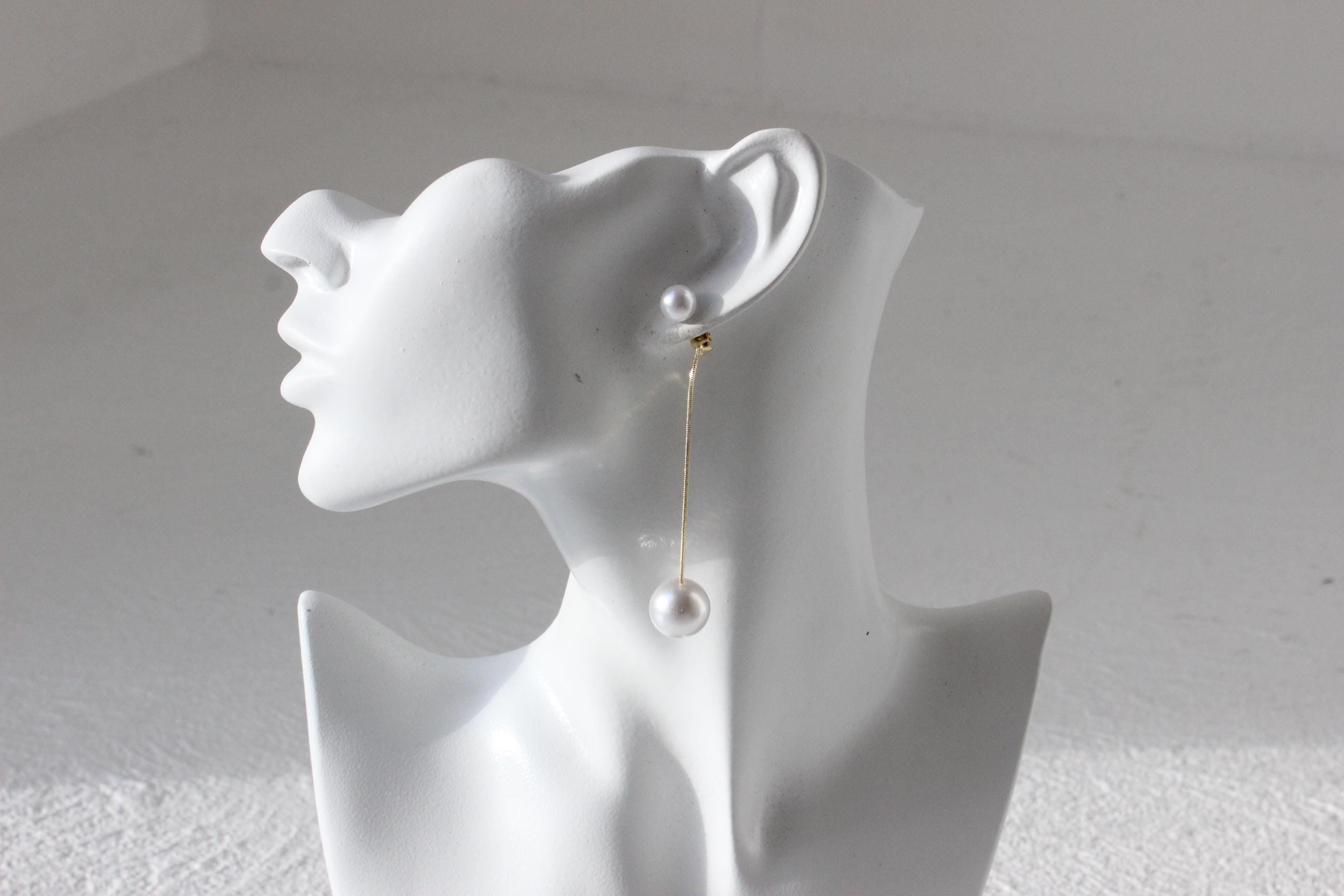 Modernist Pearl Chain Dangling Droplet Earrings