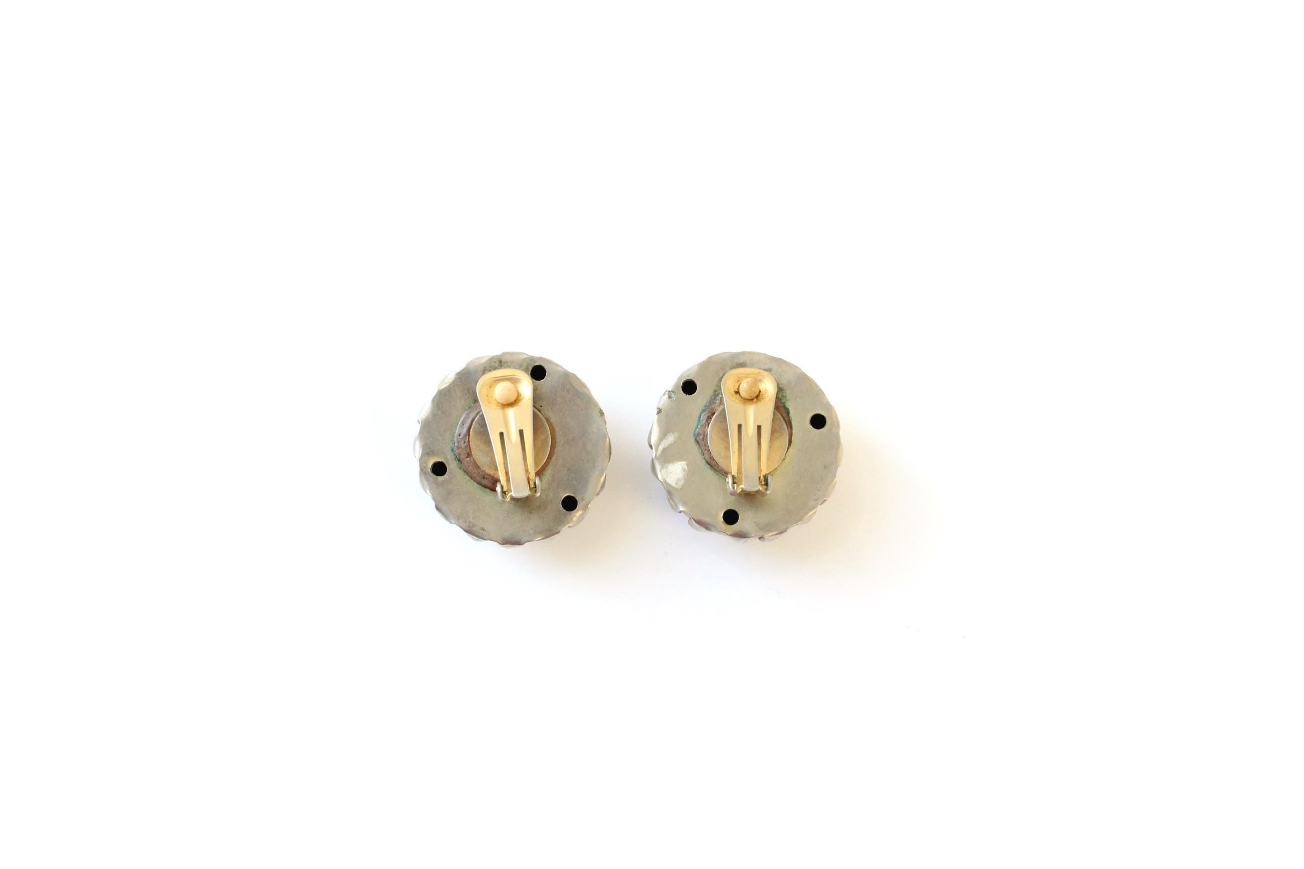 FUTURISM 80s Chrome Melty Sun Clip On Earrings