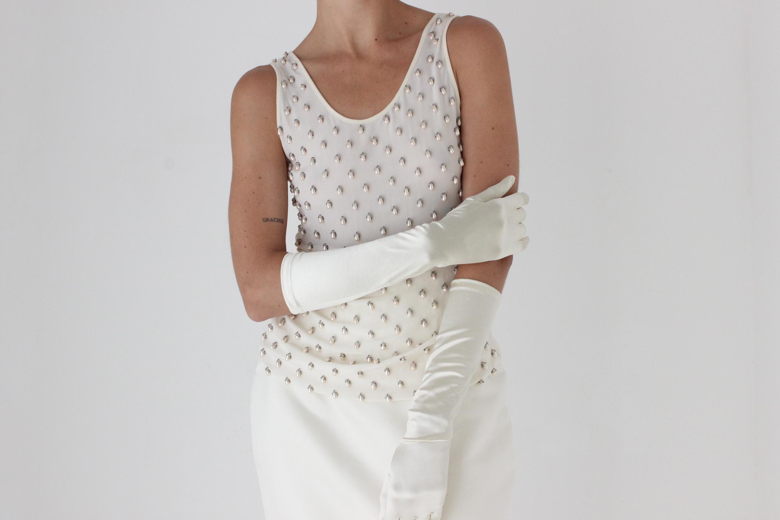 2000s Stella McCartney Pearl & Bead Relaxed Tank