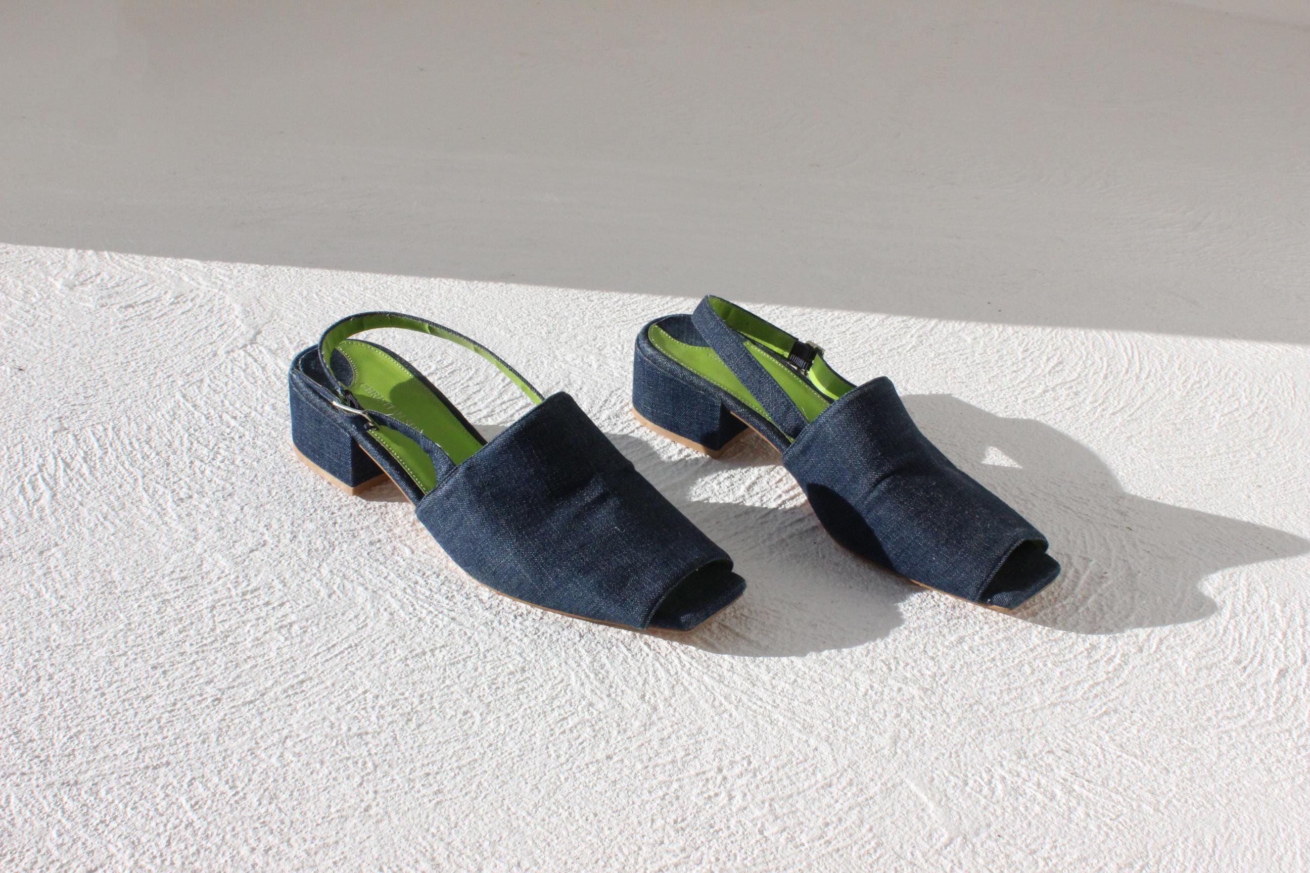 FUTURISM Christian Sirano 2000s Denim & Leather Sandals ~ Euro 40