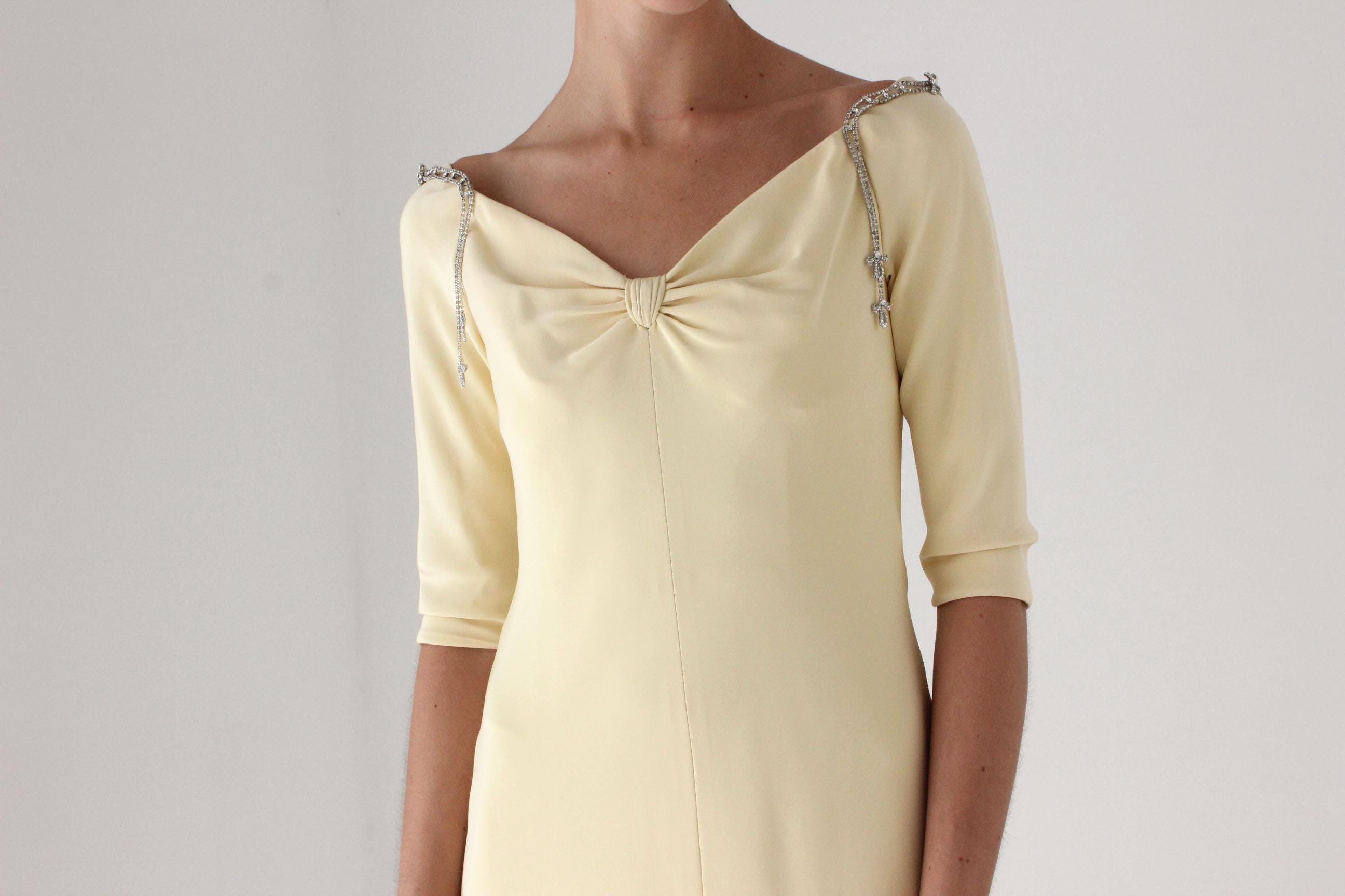 90s Does 40s Melinda Eng Pure Silk Pastel Yellow Gown