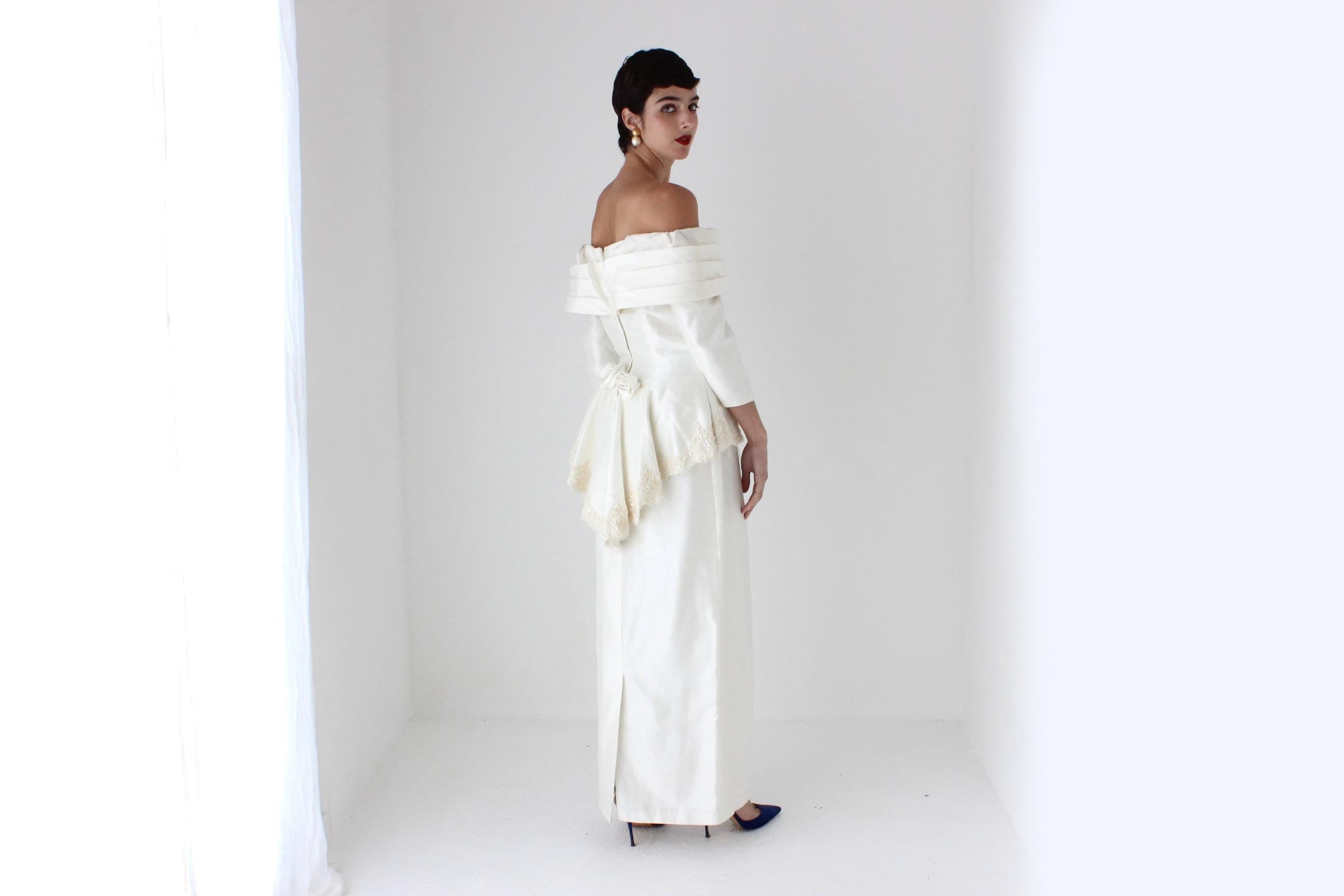 Heavenly 80s Off Shoulder '2 Piece' Wedding Dress